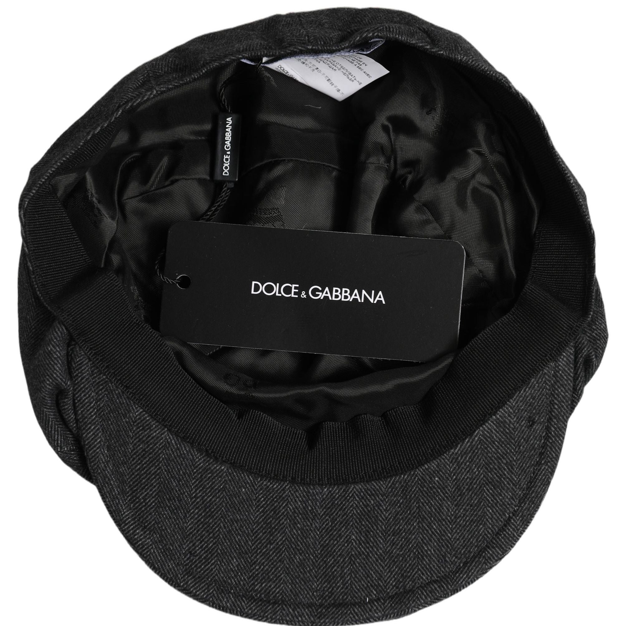 Dolce & Gabbana Men Black Cotton Flat Cloth Newsboy Cap Hat