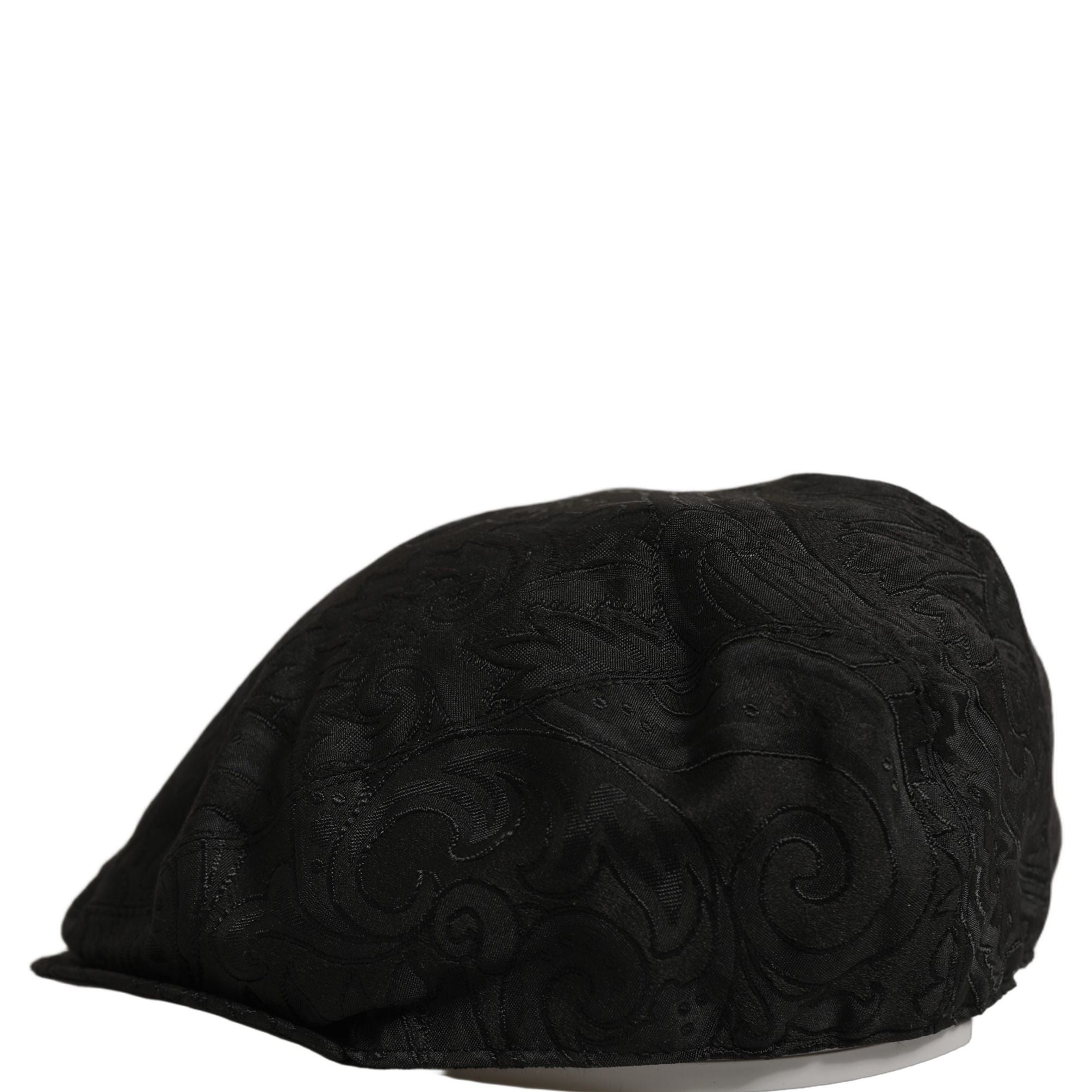 Dolce & Gabbana Men Black Floral Jacquard Newsboy Capello Hat