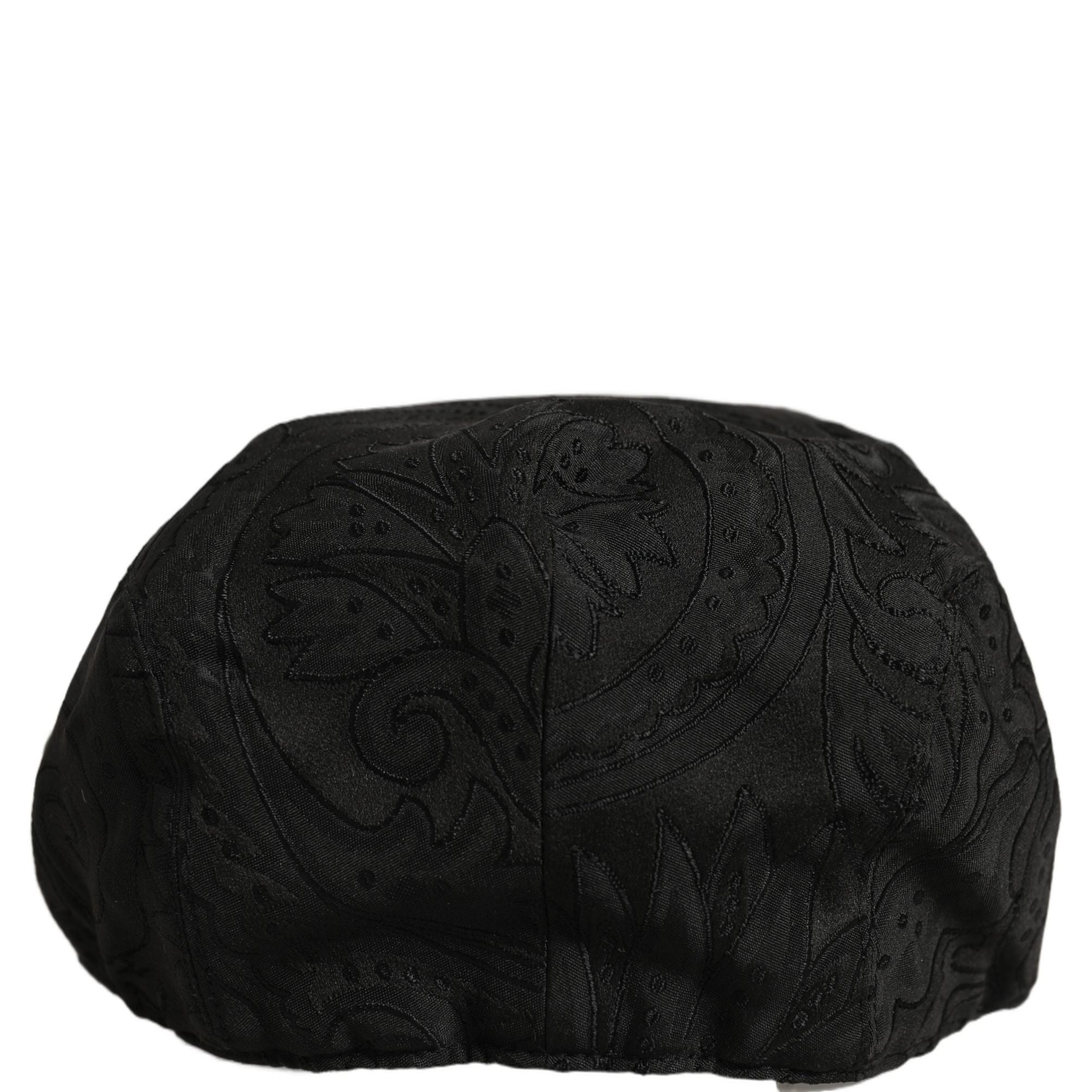Dolce & Gabbana Men Black Floral Jacquard Newsboy Capello Hat