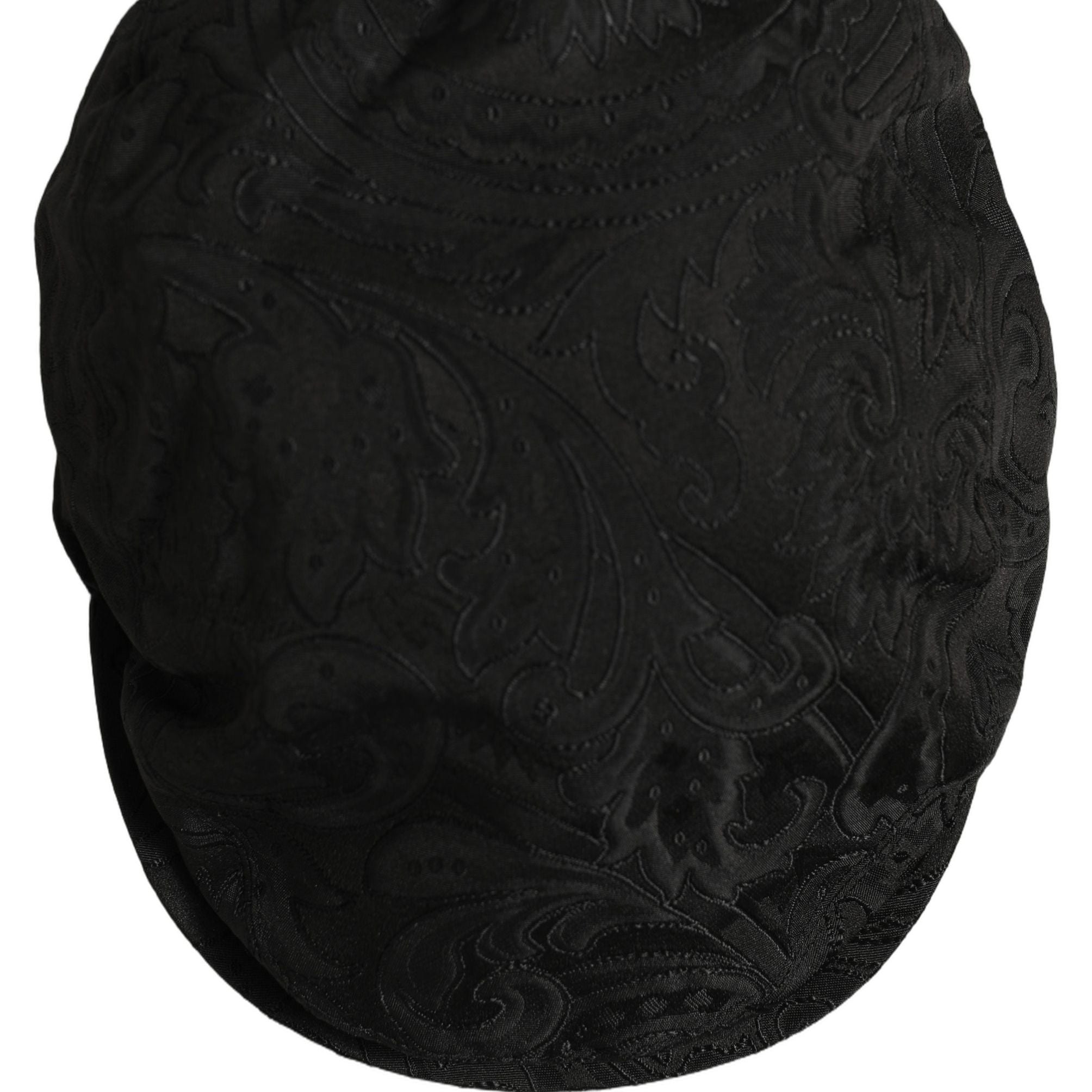 Dolce & Gabbana Men Black Floral Jacquard Newsboy Capello Hat