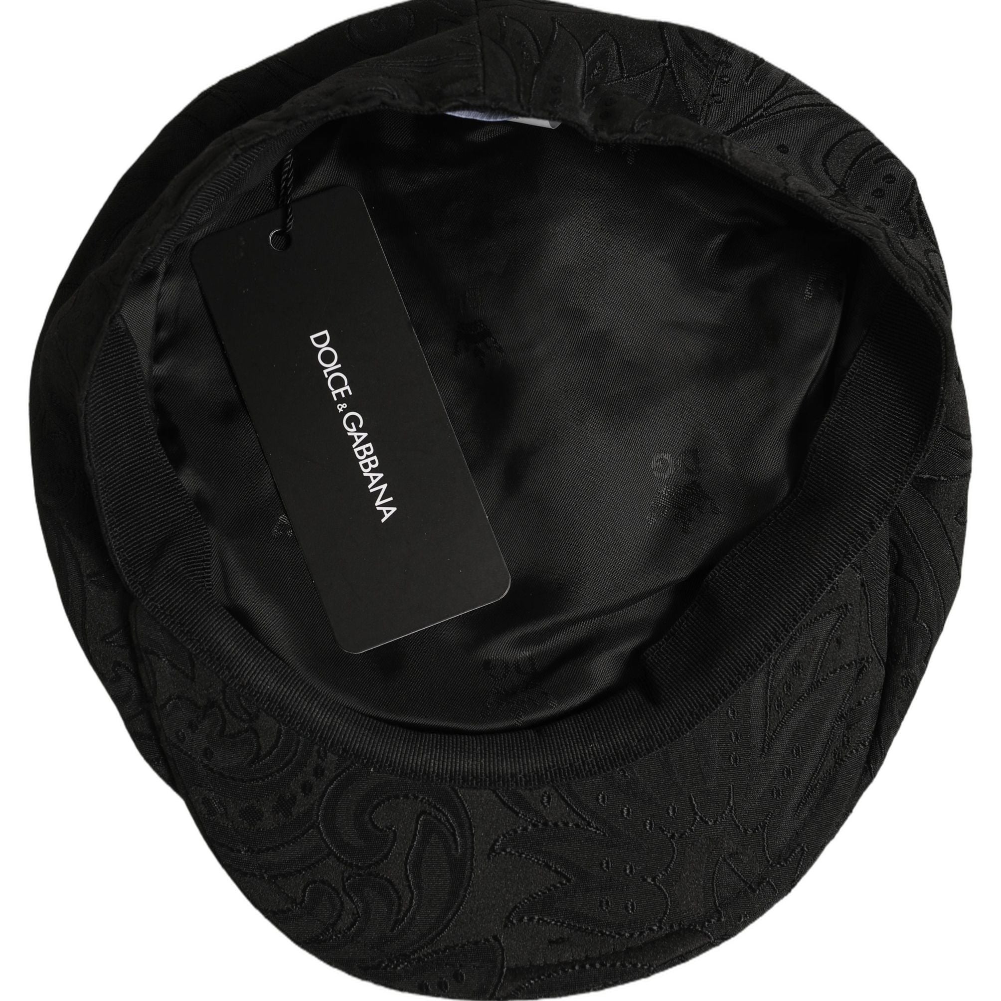 Dolce & Gabbana Men Black Floral Jacquard Newsboy Capello Hat