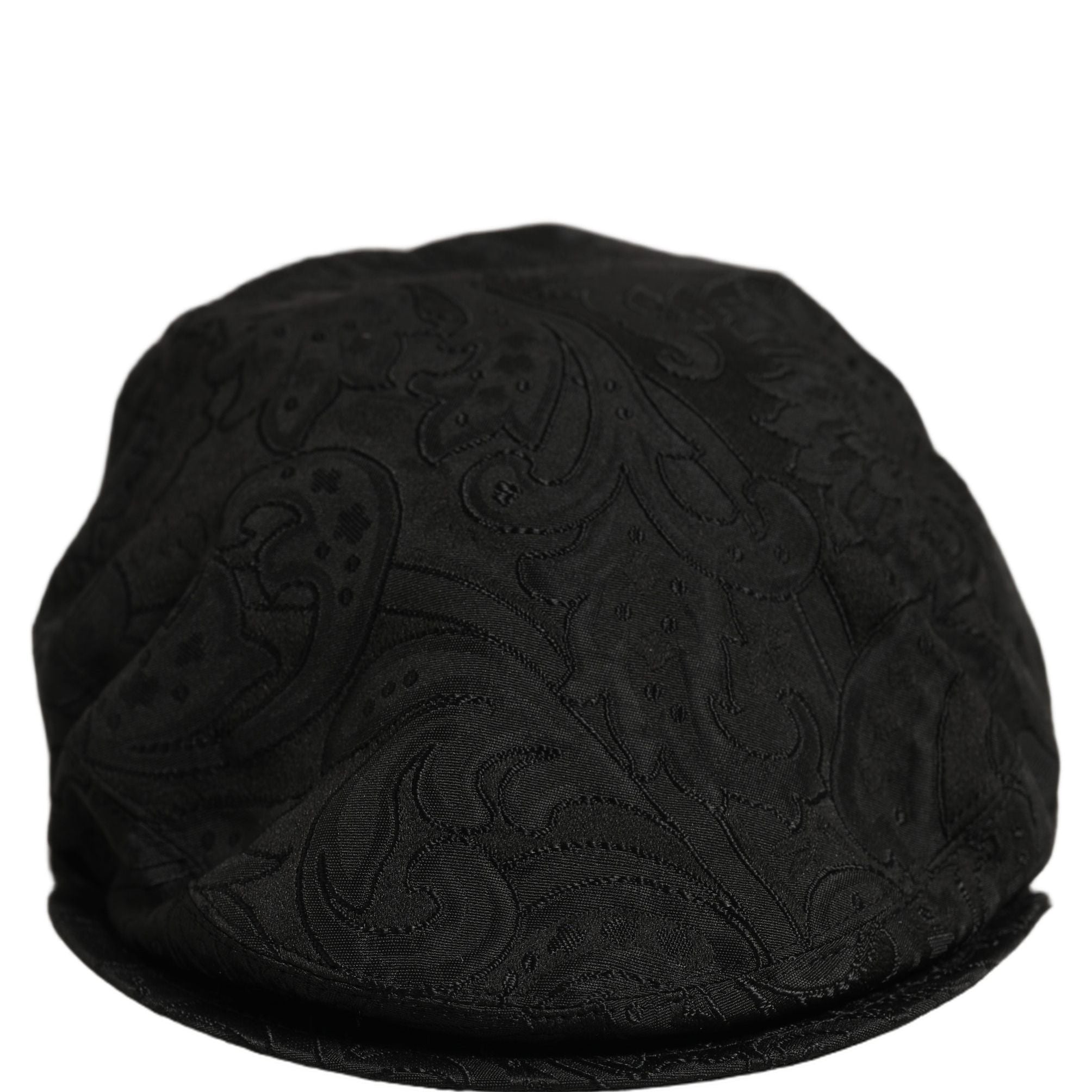 Dolce & Gabbana Men Black Floral Jacquard Newsboy Capello Hat