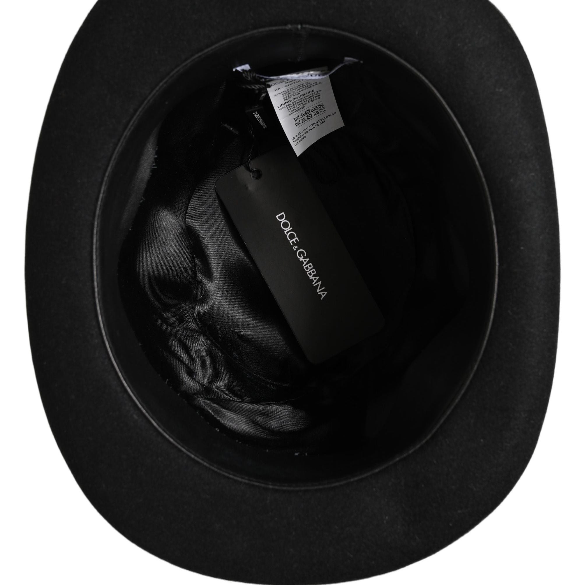 Dolce & Gabbana Men Black Rabbit Fur Felt Bowler Capello Hat