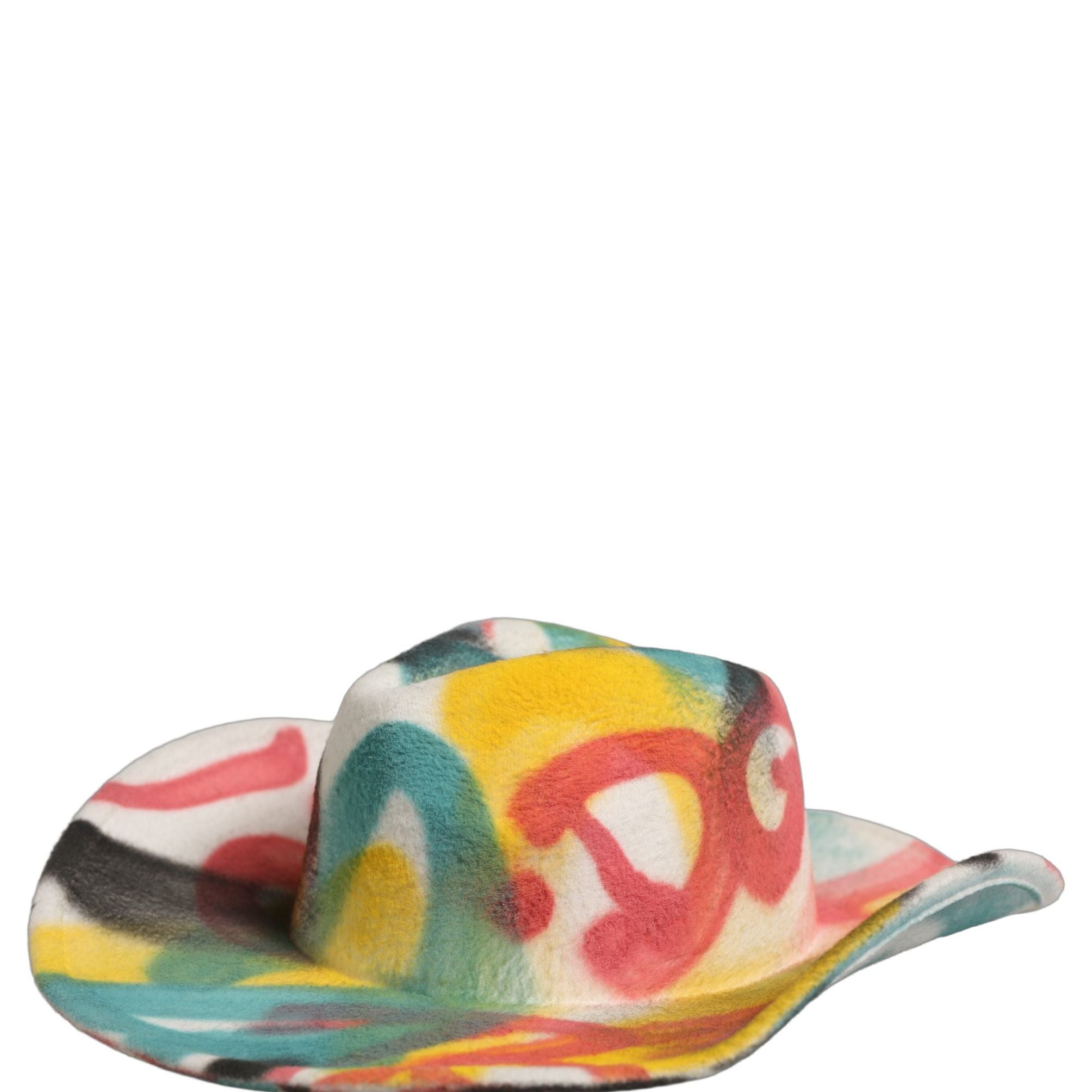Dolce & Gabbana Men White Graffiti Wide Brim Fedora Capello Hat