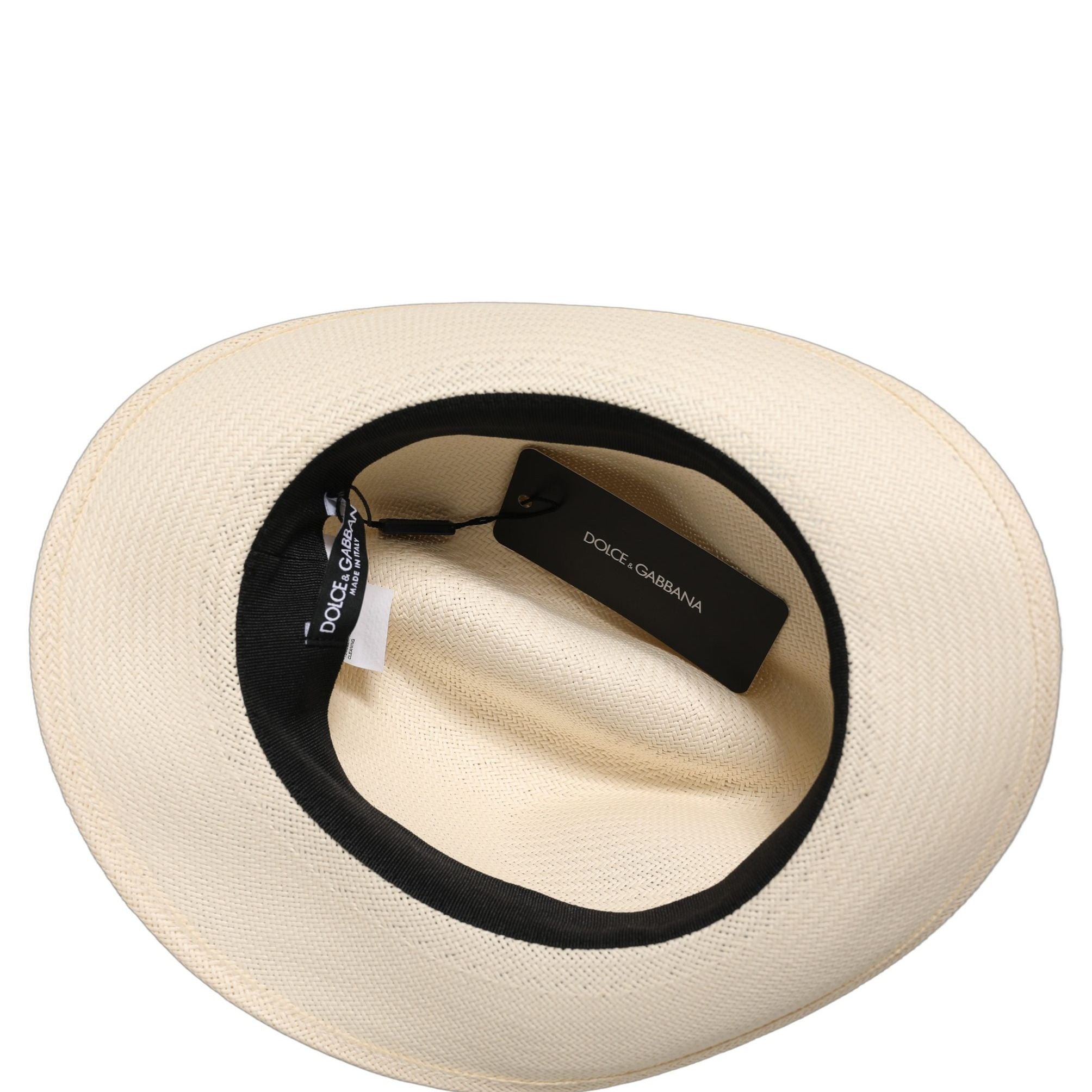 Dolce & Gabbana Men White Paper Straw Fedora Panama Capello Hat