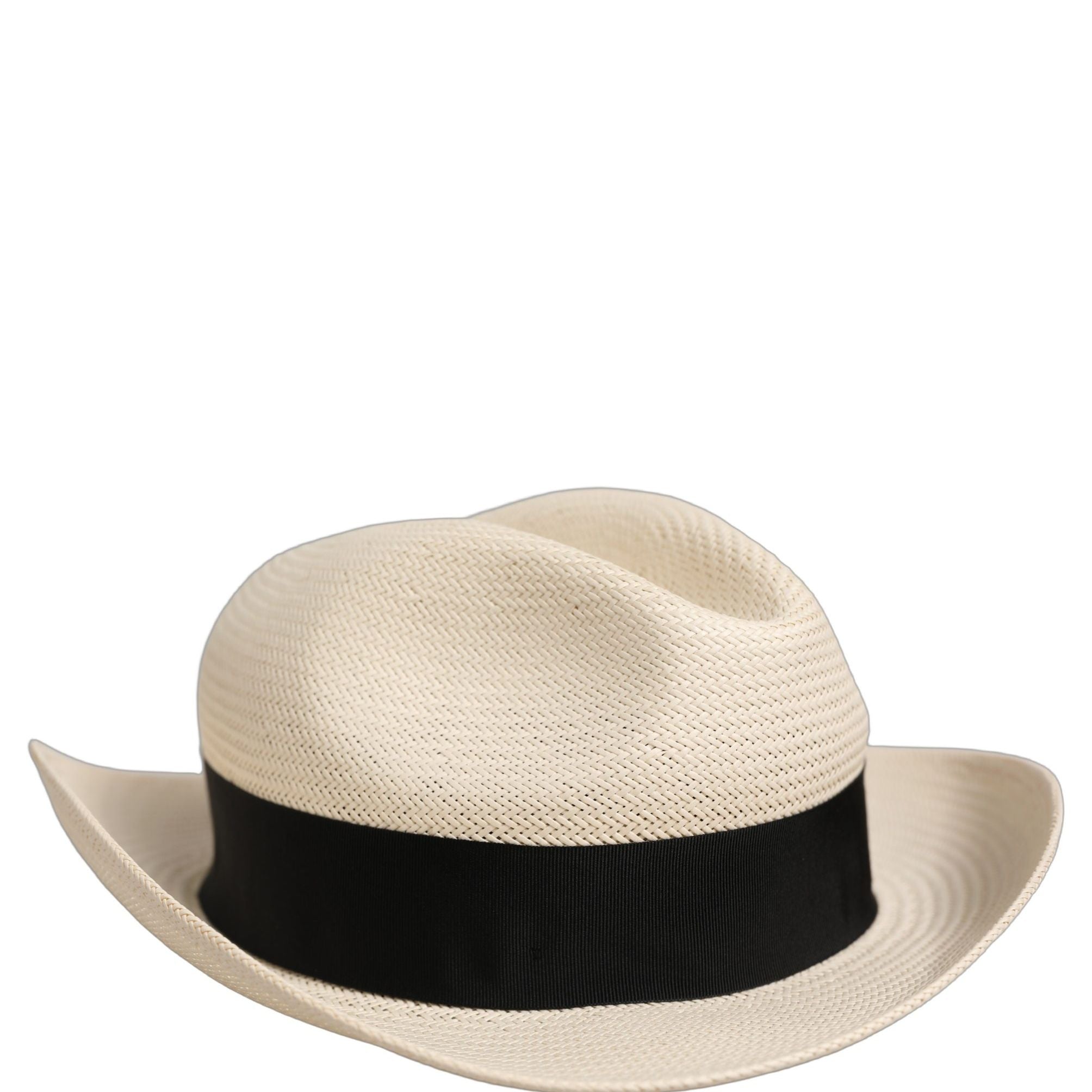Dolce & Gabbana Men White Paper Straw Fedora Panama Capello Hat