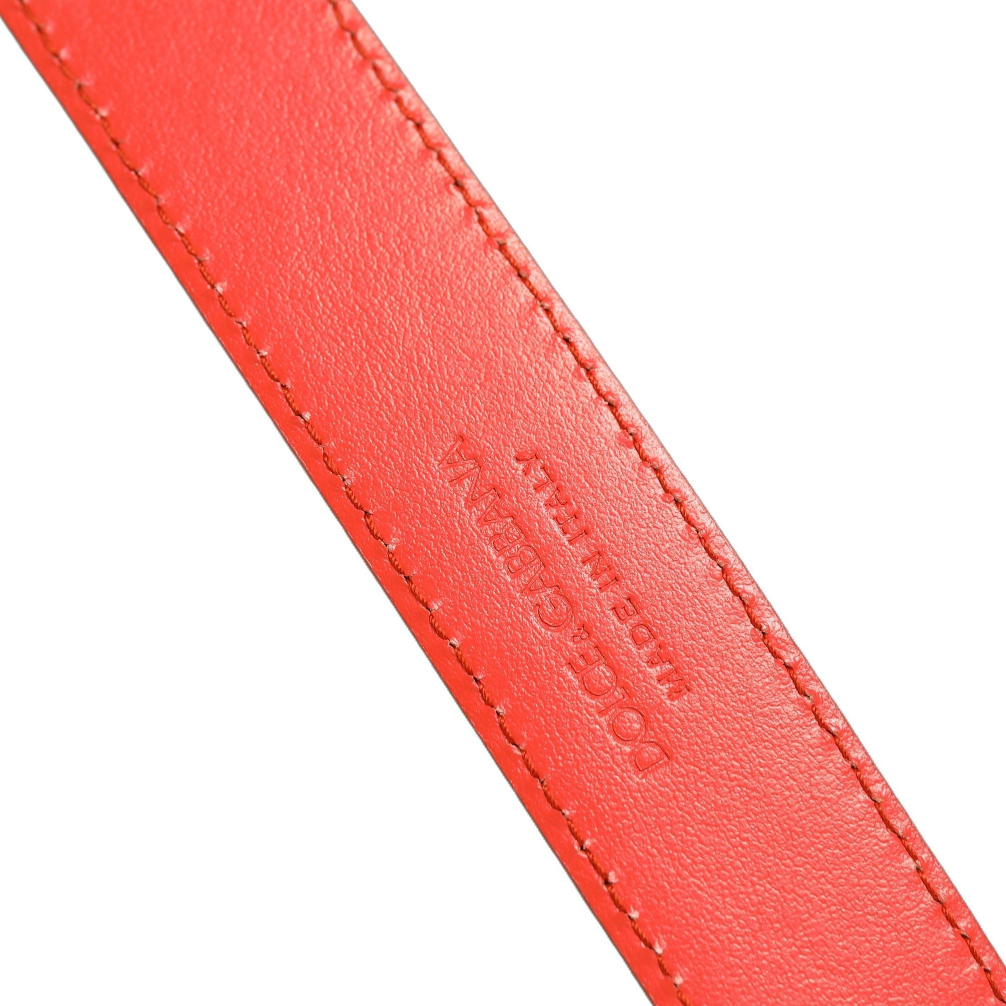 Dolce & Gabbana Red Leather Silver Metal Buckle Cintura Belt