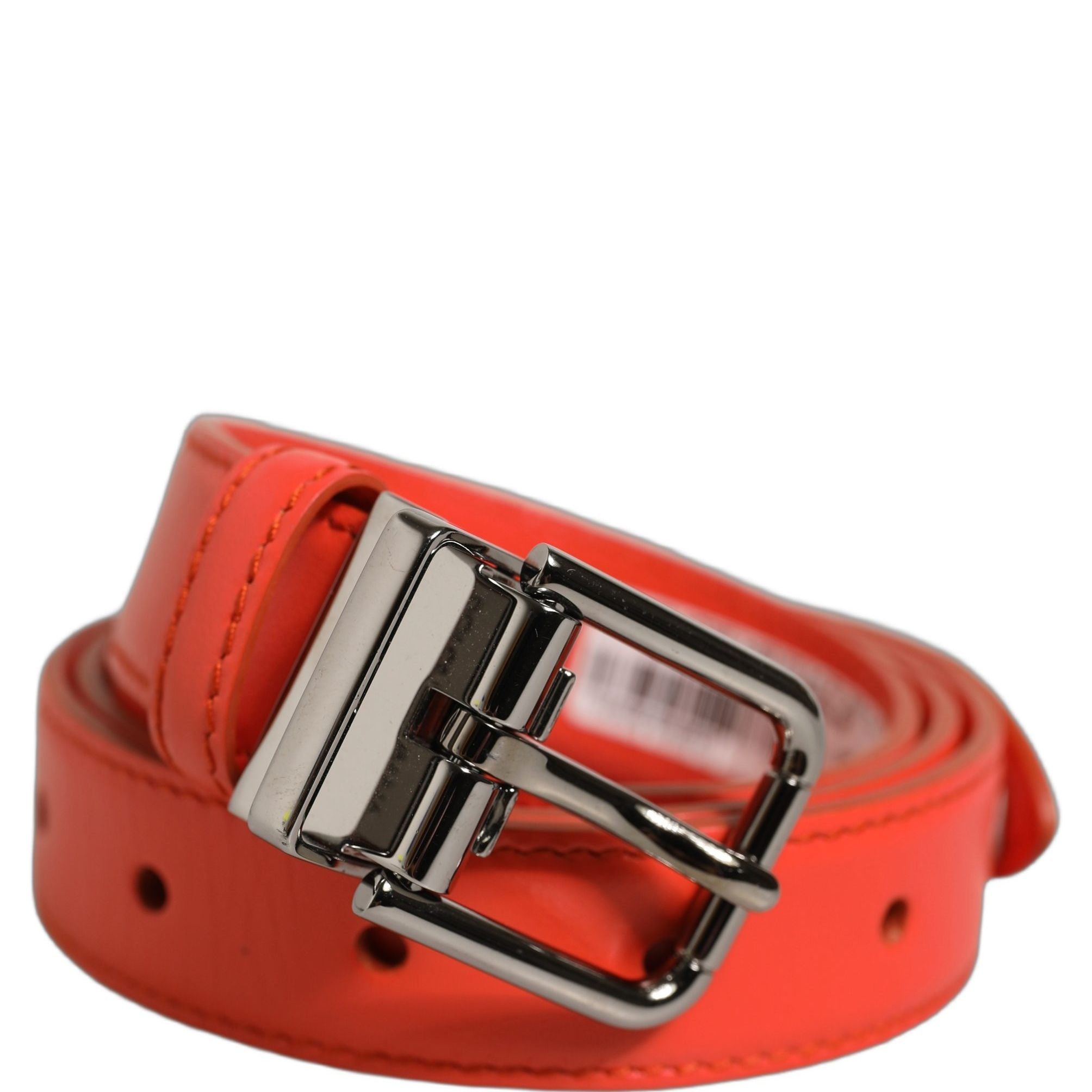 Dolce & Gabbana Red Leather Silver Metal Buckle Cintura Belt