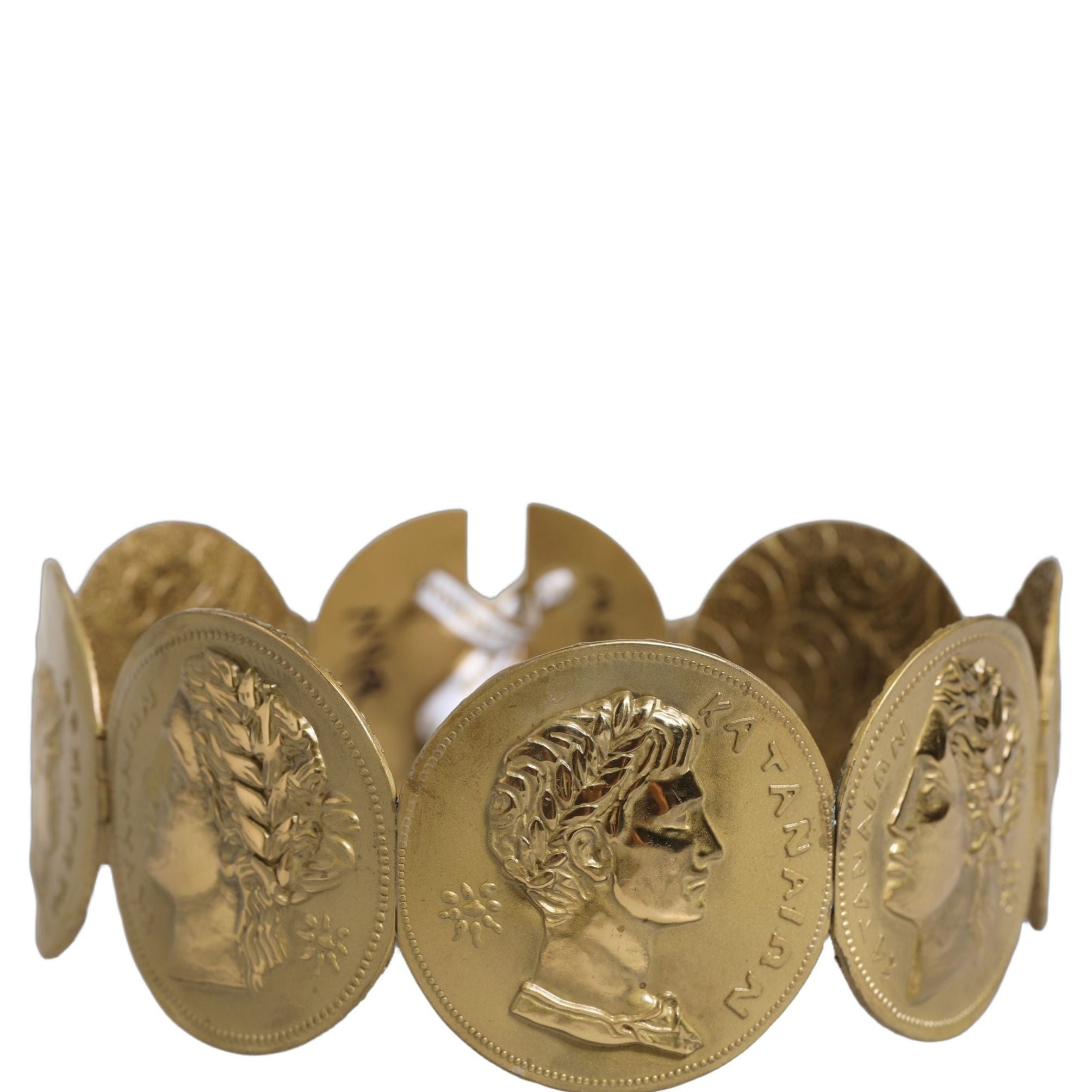 Dolce & Gabbana Gold Tone Brass Coin Metal Waist Cintura Belt