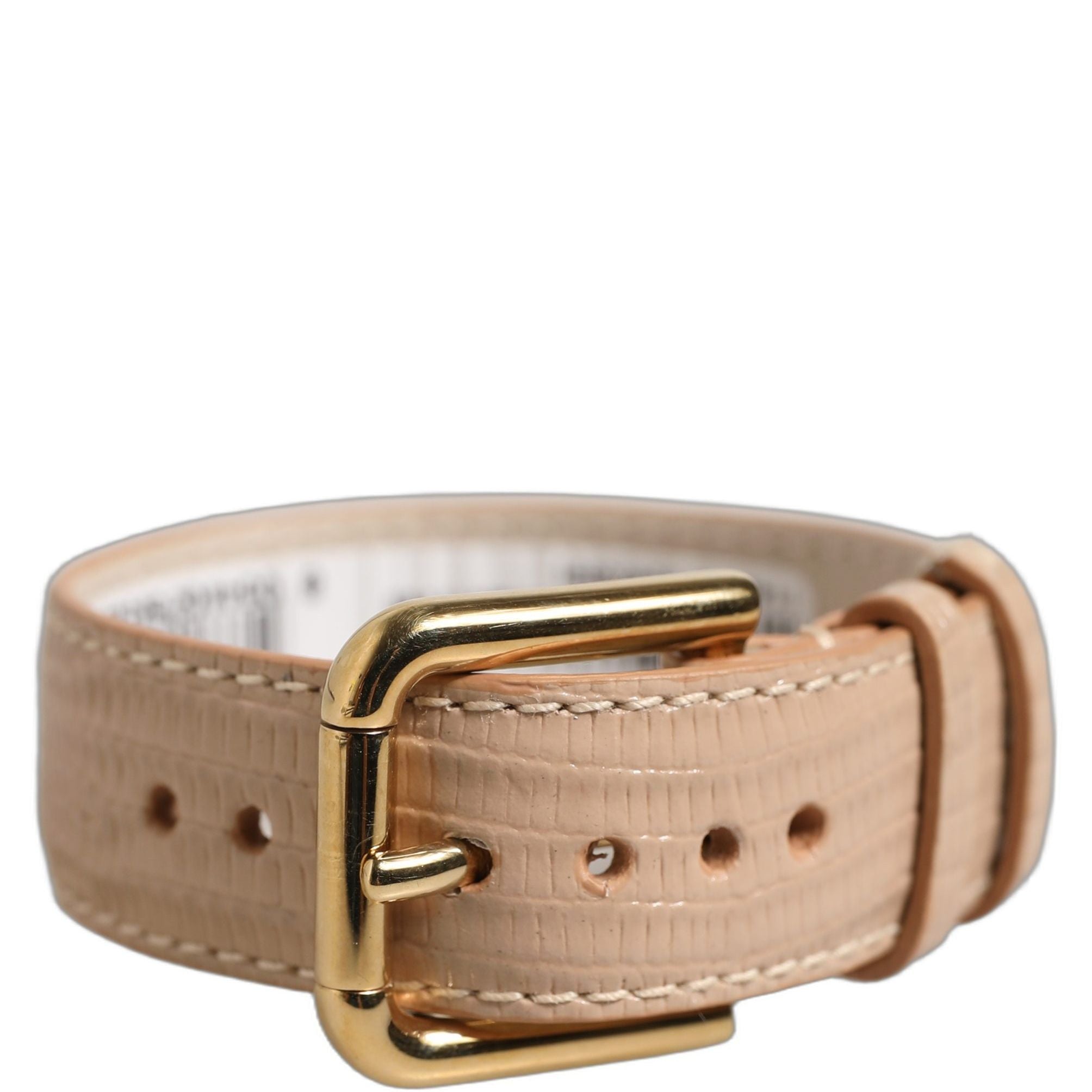Dolce & Gabbana Beige Textured Leather Gold Buckle Belt Strap Bracelet