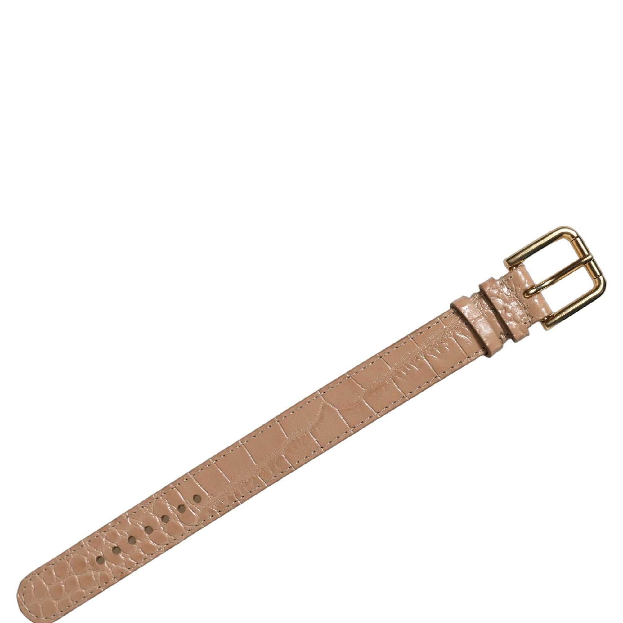 Dolce & Gabbana Brown Embossed Leather Gold Buckle Belt Strap Bracelet