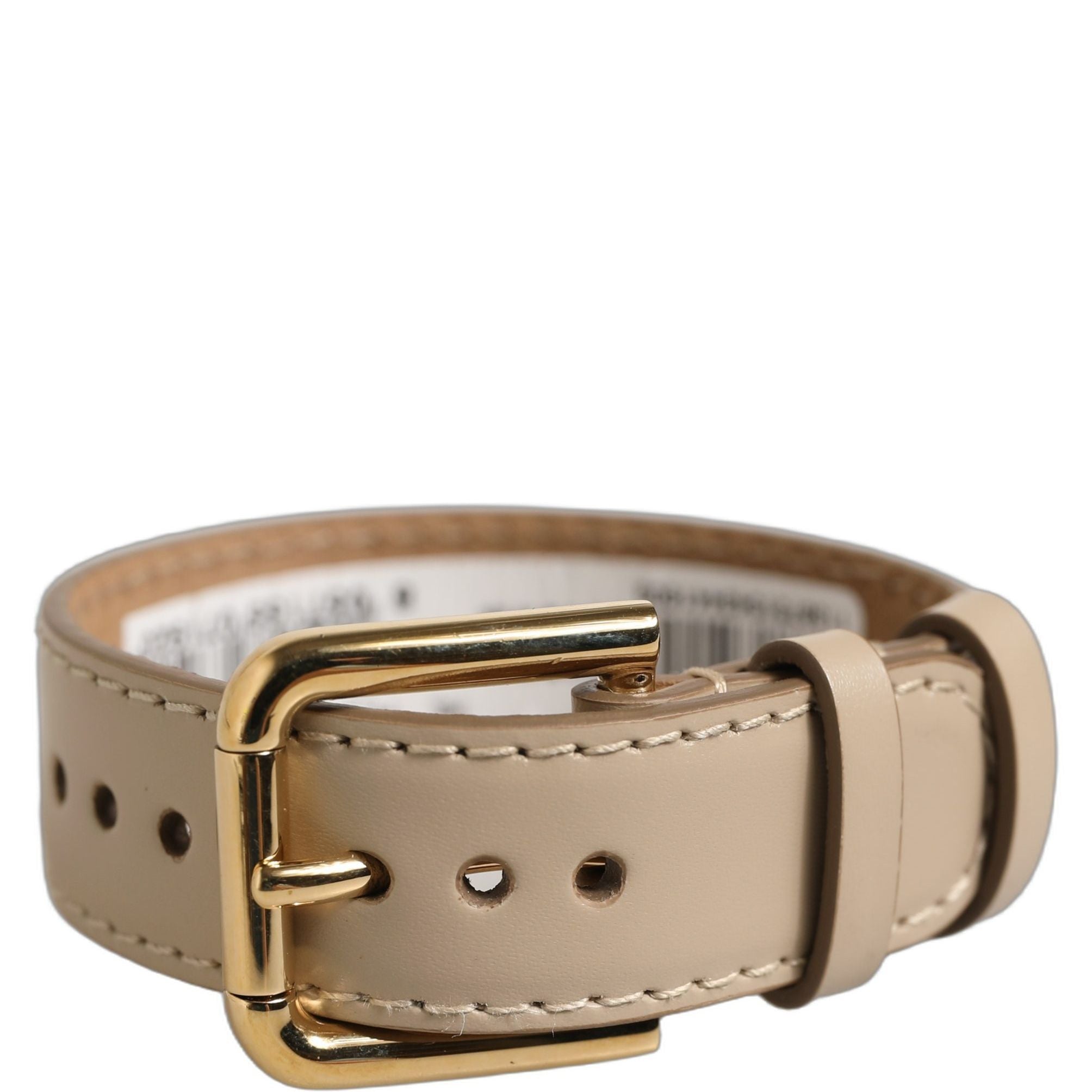 Dolce & Gabbana Beige Calfskin Leather Gold Buckle Belt Strap Bracelet