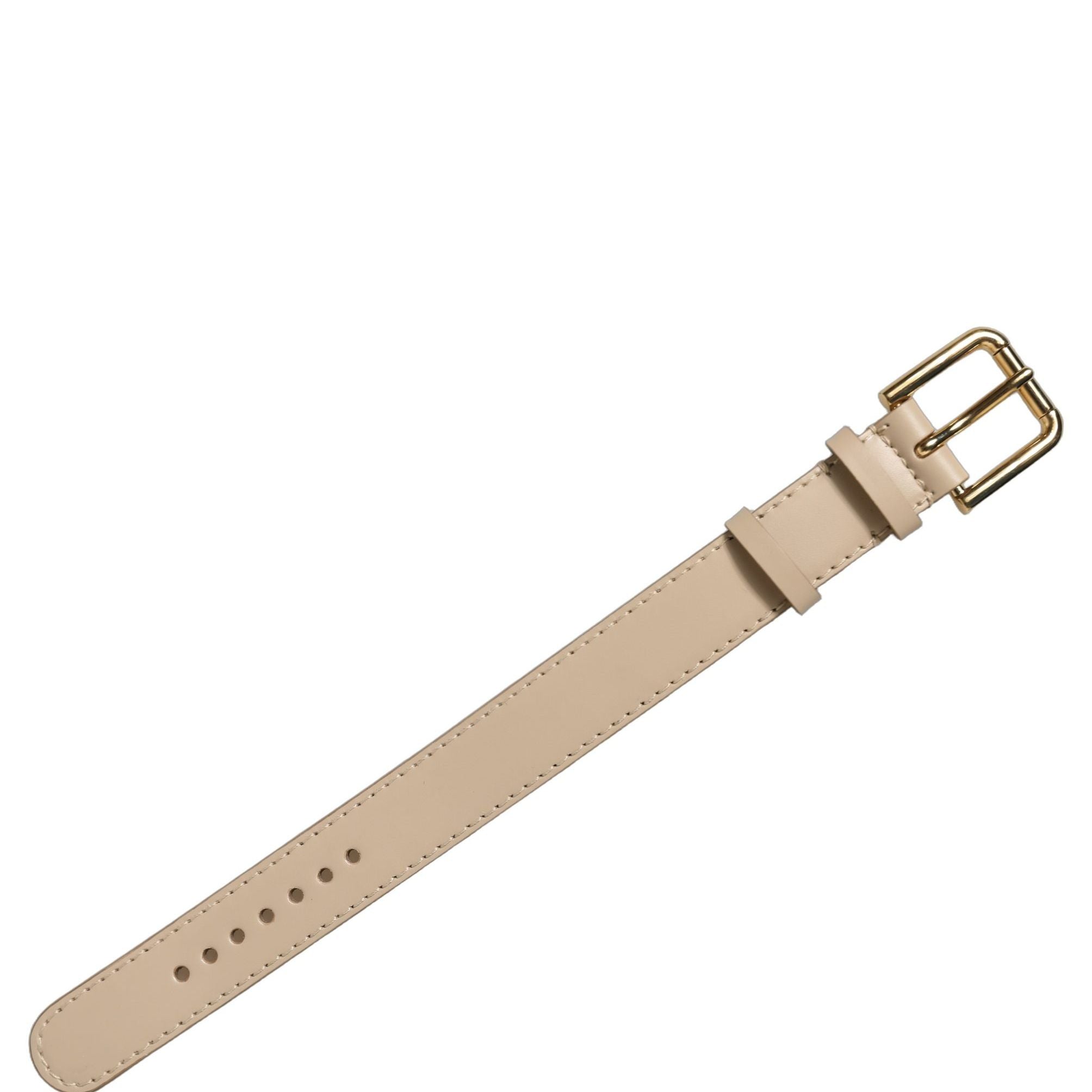 Dolce & Gabbana Beige Calfskin Leather Gold Buckle Belt Strap Bracelet