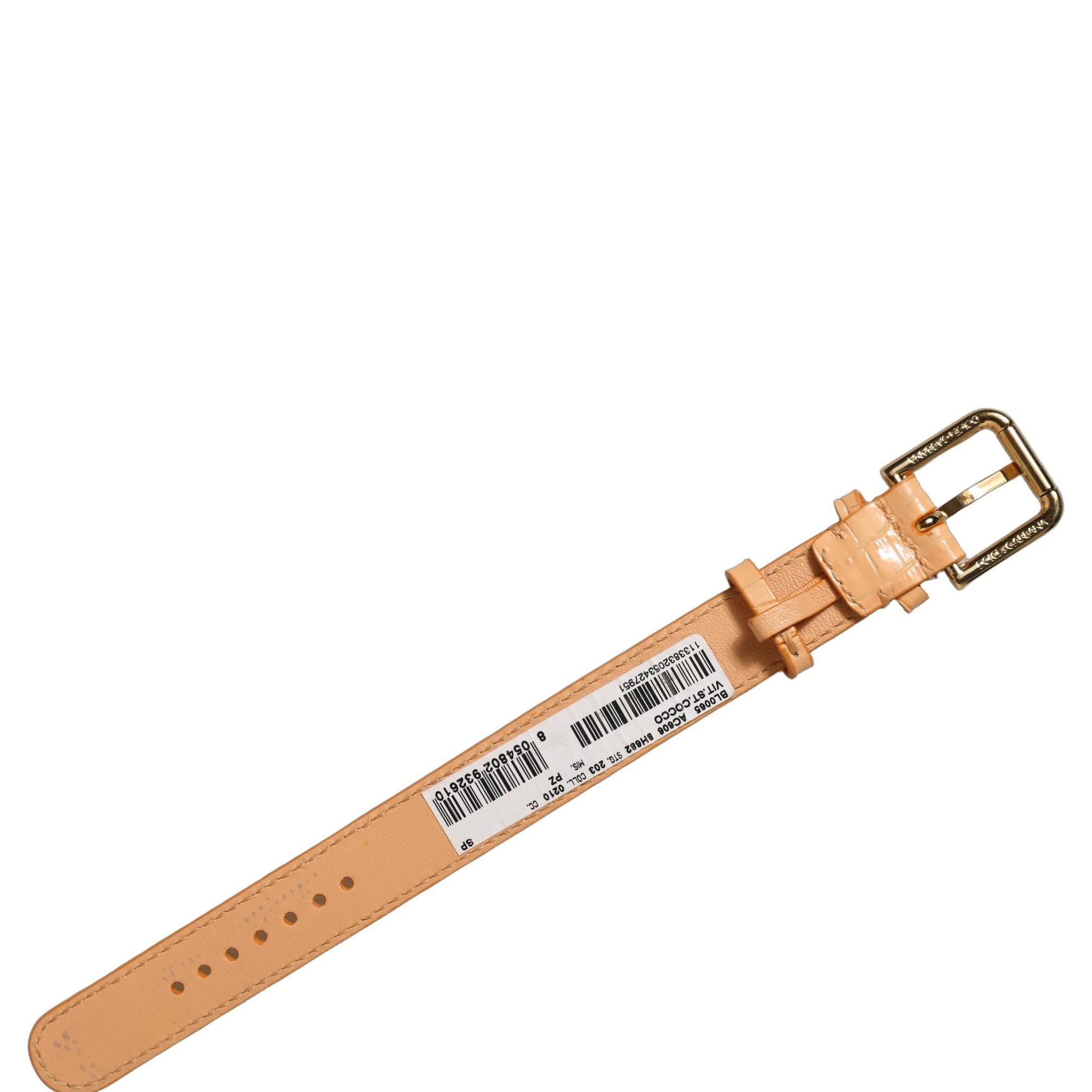 Dolce & Gabbana Beige Embossed Leather Gold Buckle Belt Strap Bracelet