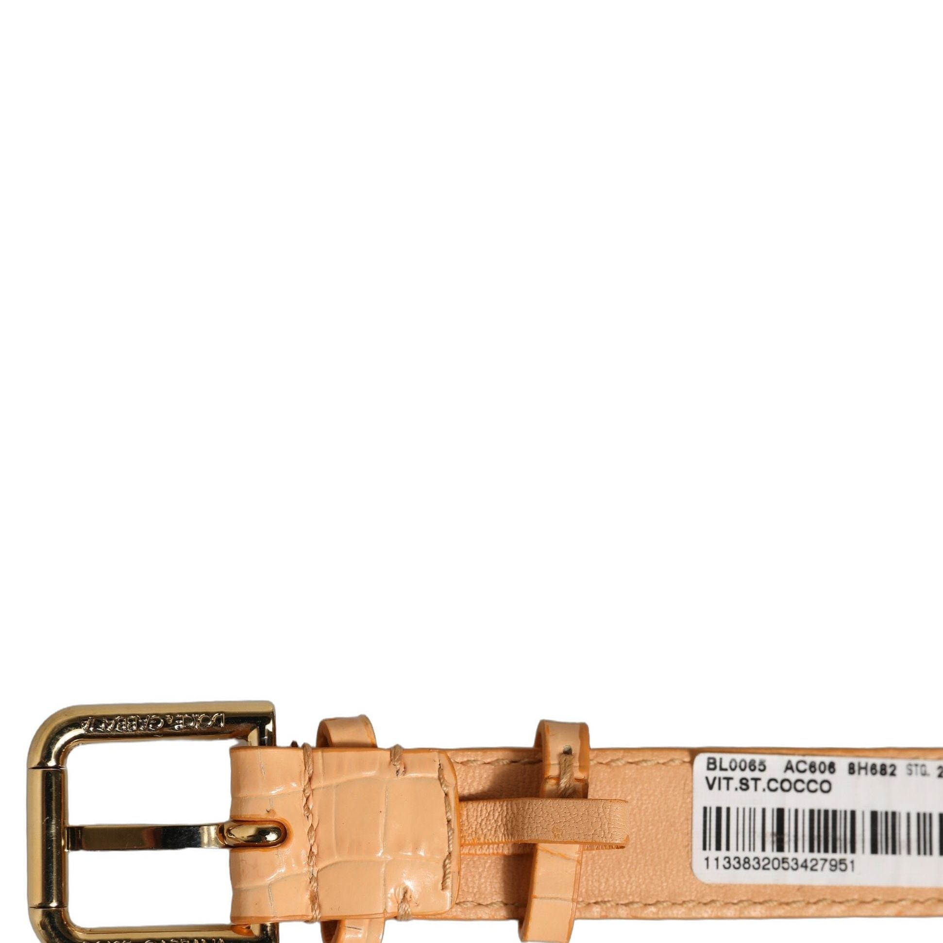 Dolce & Gabbana Beige Embossed Leather Gold Buckle Belt Strap Bracelet