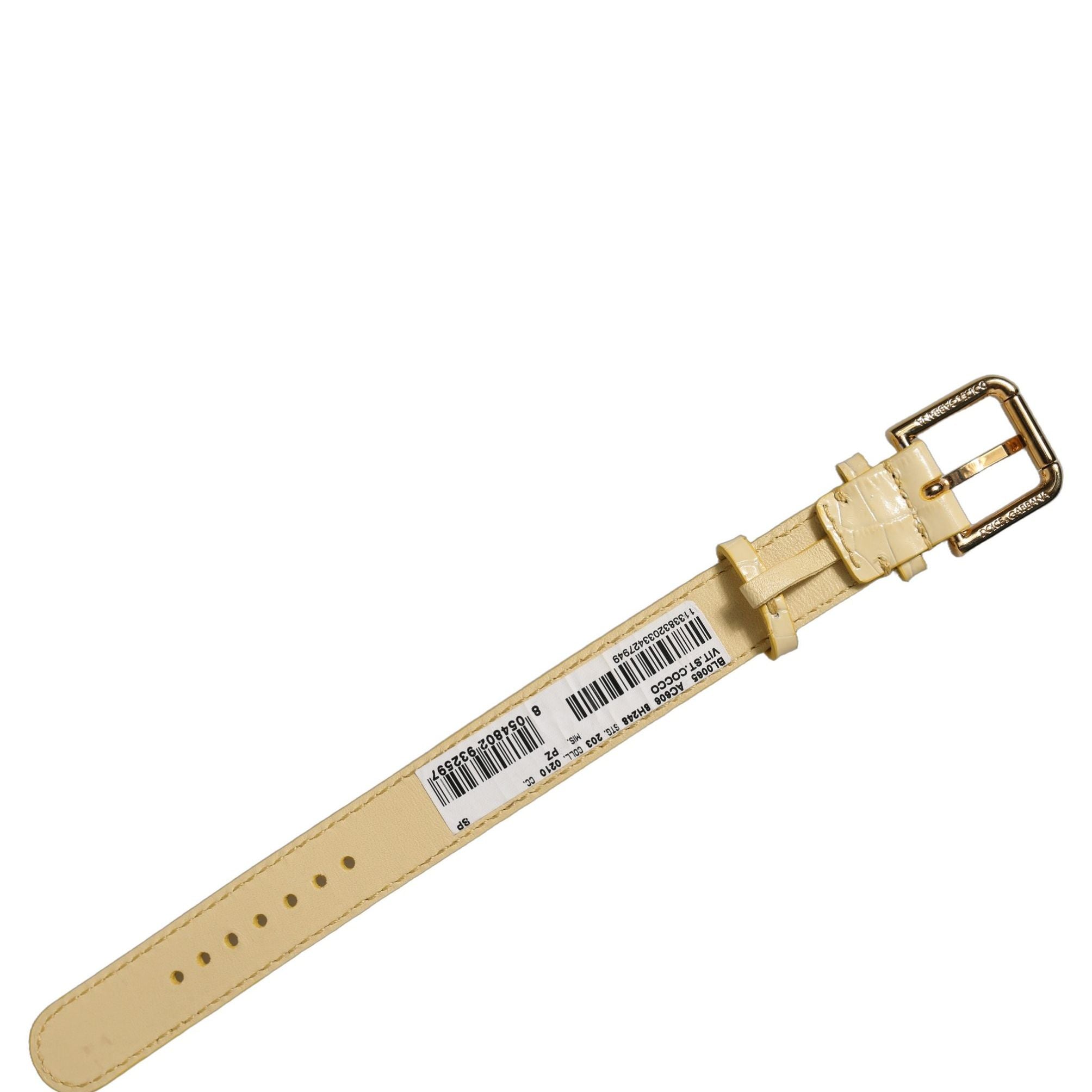 Dolce & Gabbana Beige Embossed Leather Gold Buckle Belt Strap Bracelet