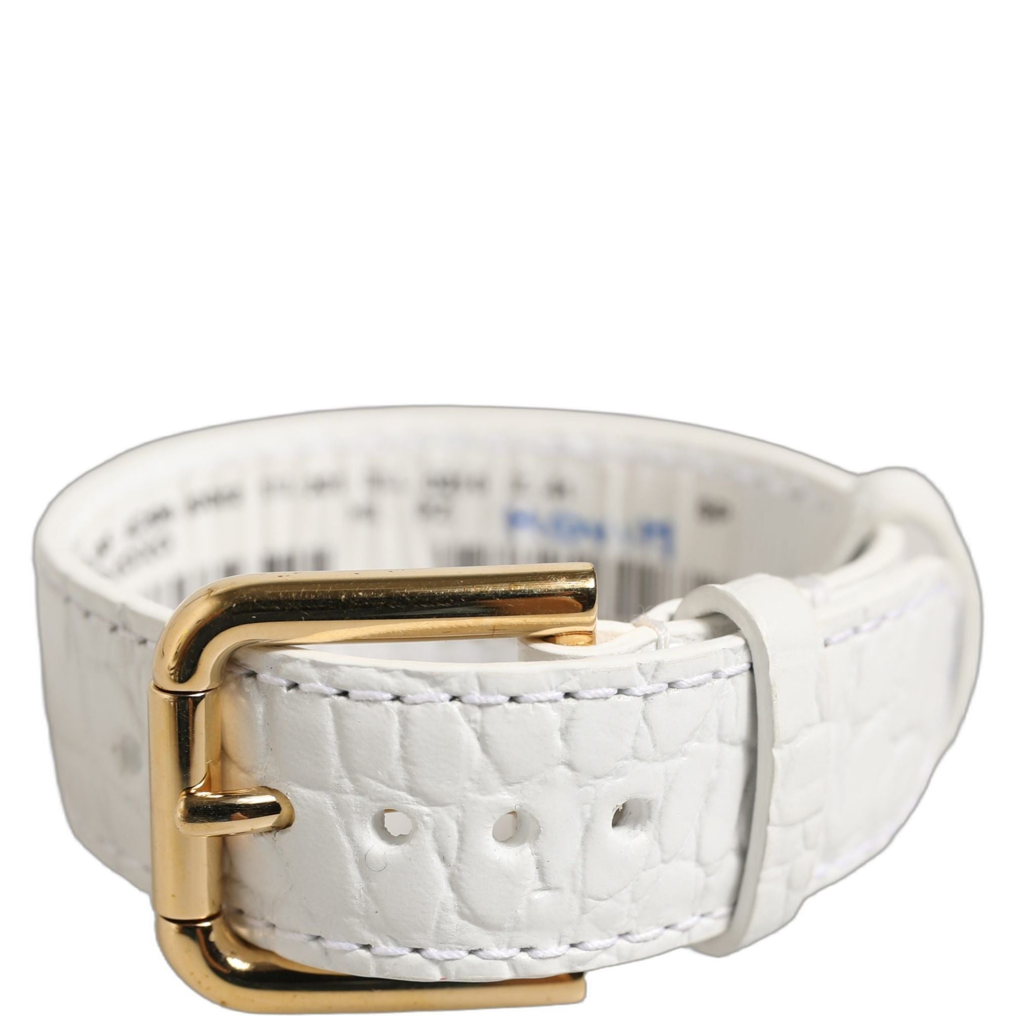 Dolce & Gabbana White Embossed Leather Gold Buckle Belt Strap Bracelet