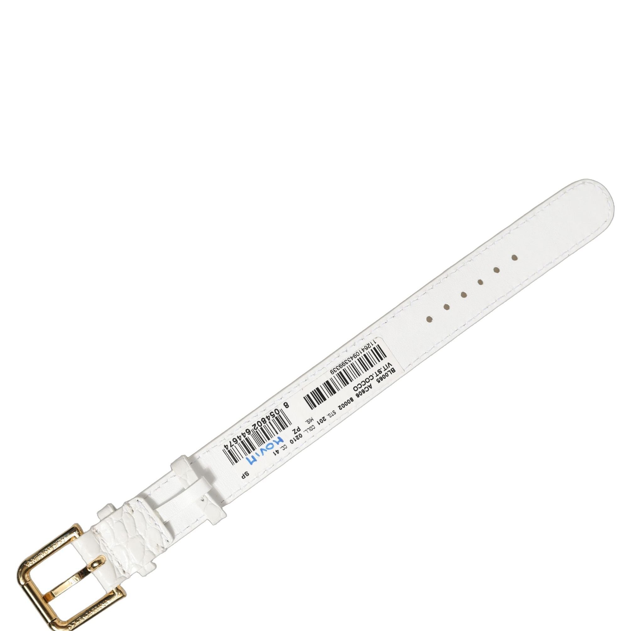 Dolce & Gabbana White Embossed Leather Gold Buckle Belt Strap Bracelet