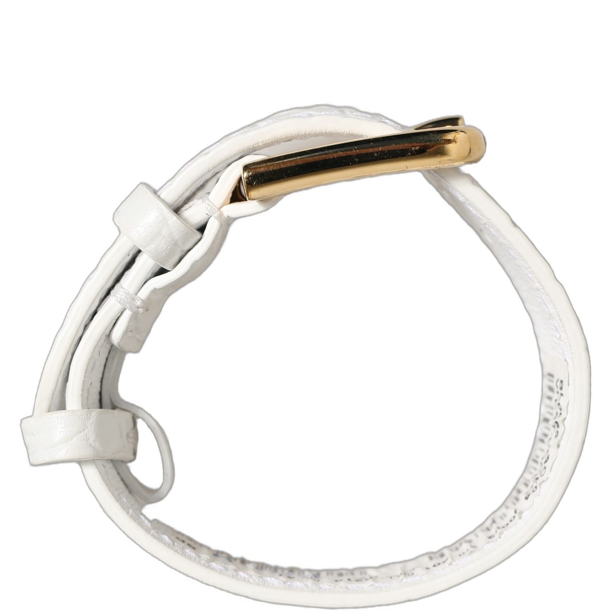 Dolce & Gabbana White Embossed Leather Gold Buckle Belt Strap Bracelet
