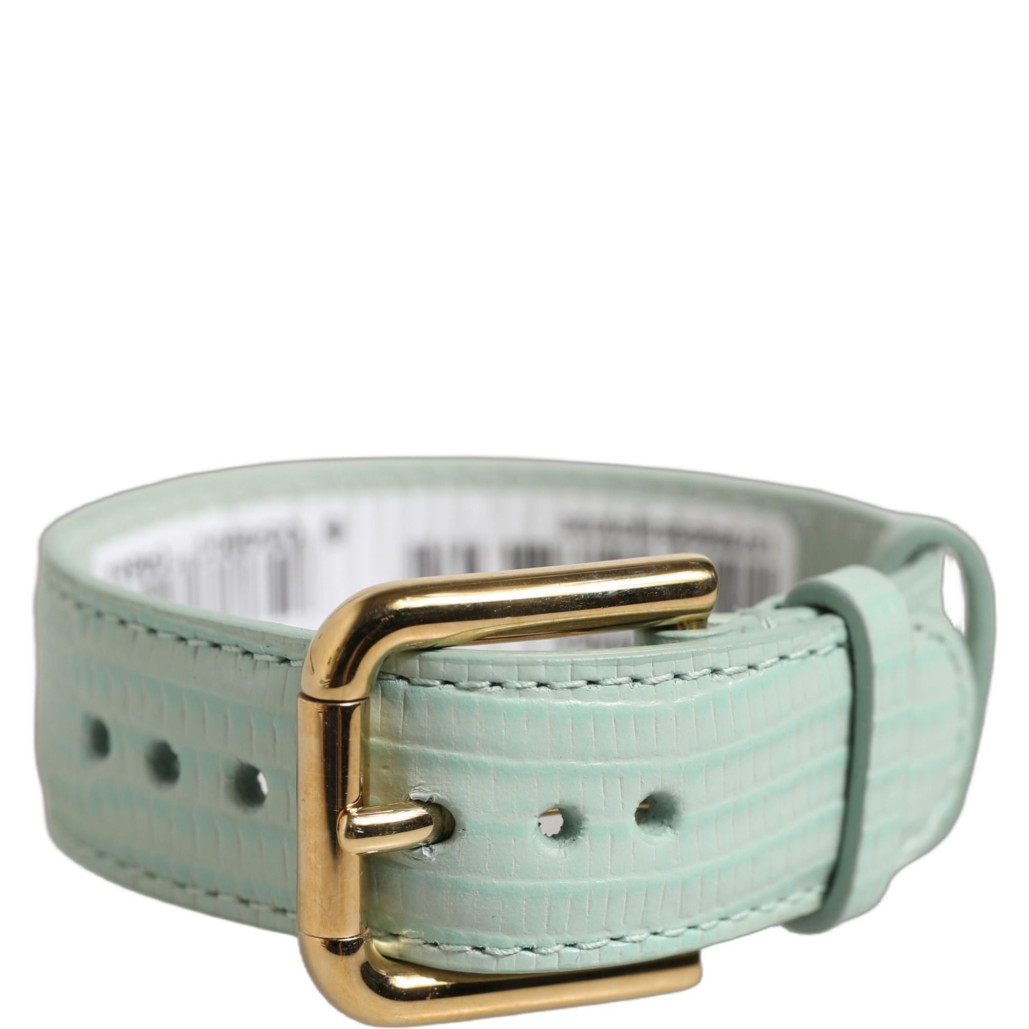 Dolce & Gabbana Green Textured Leather Gold Buckle Belt Strap Bracelet