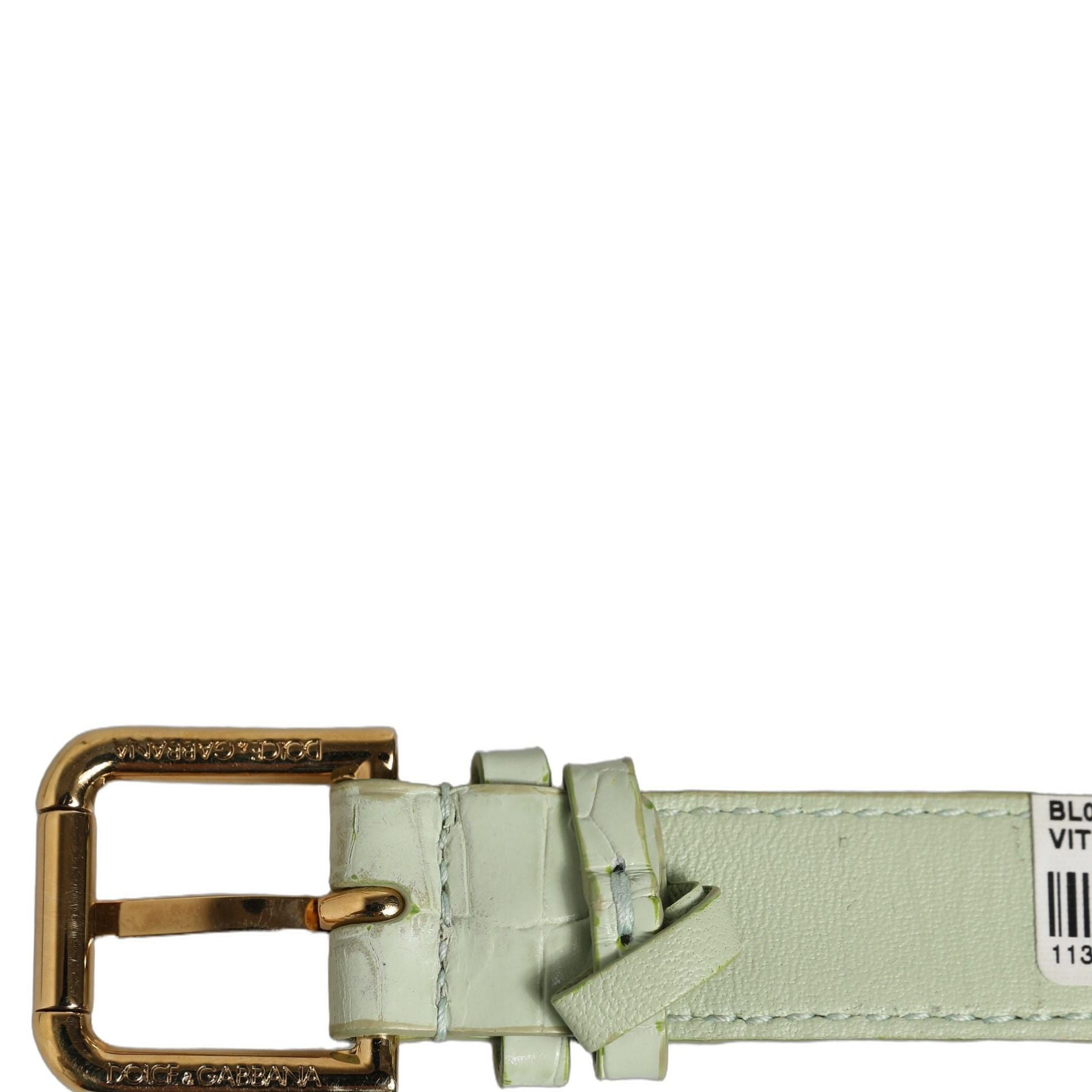 Dolce & Gabbana Green Embossed Leather Gold Buckle Belt Strap Bracelet