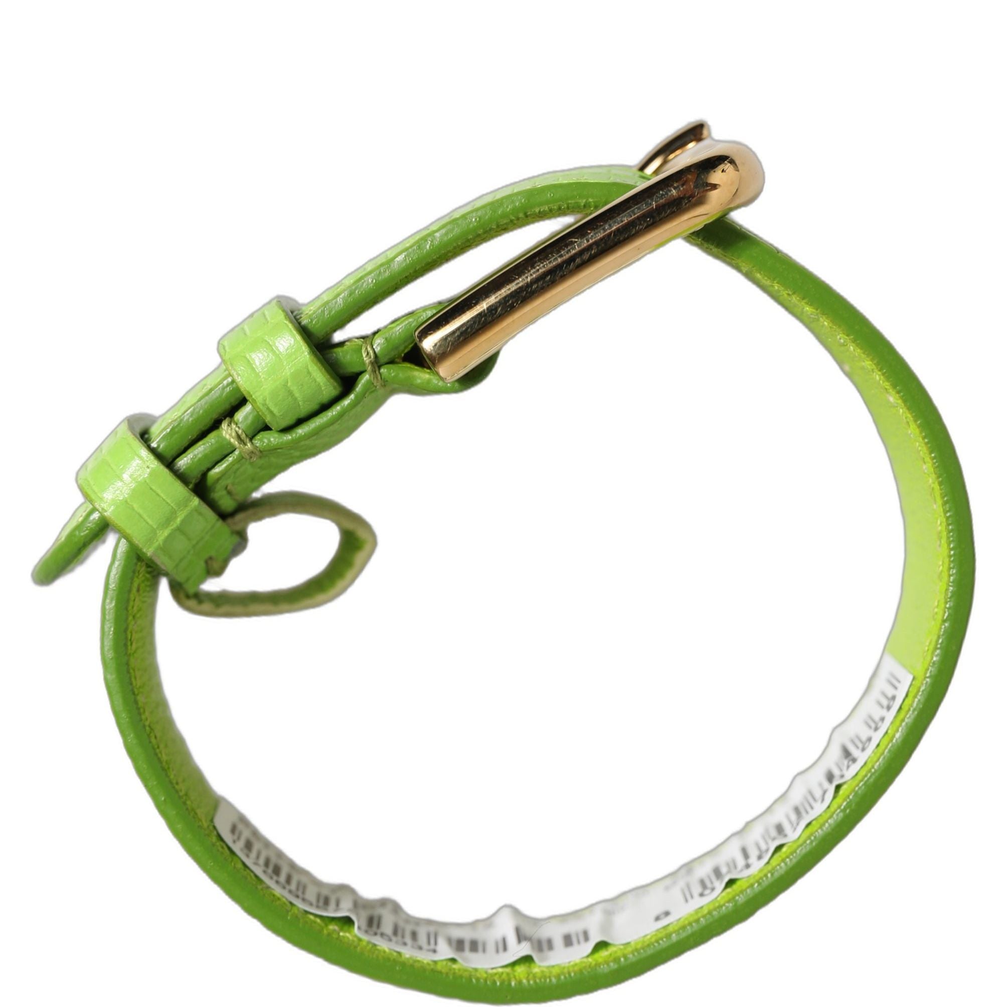 Dolce & Gabbana Green Textured Leather Gold Buckle Belt Strap Bracelet