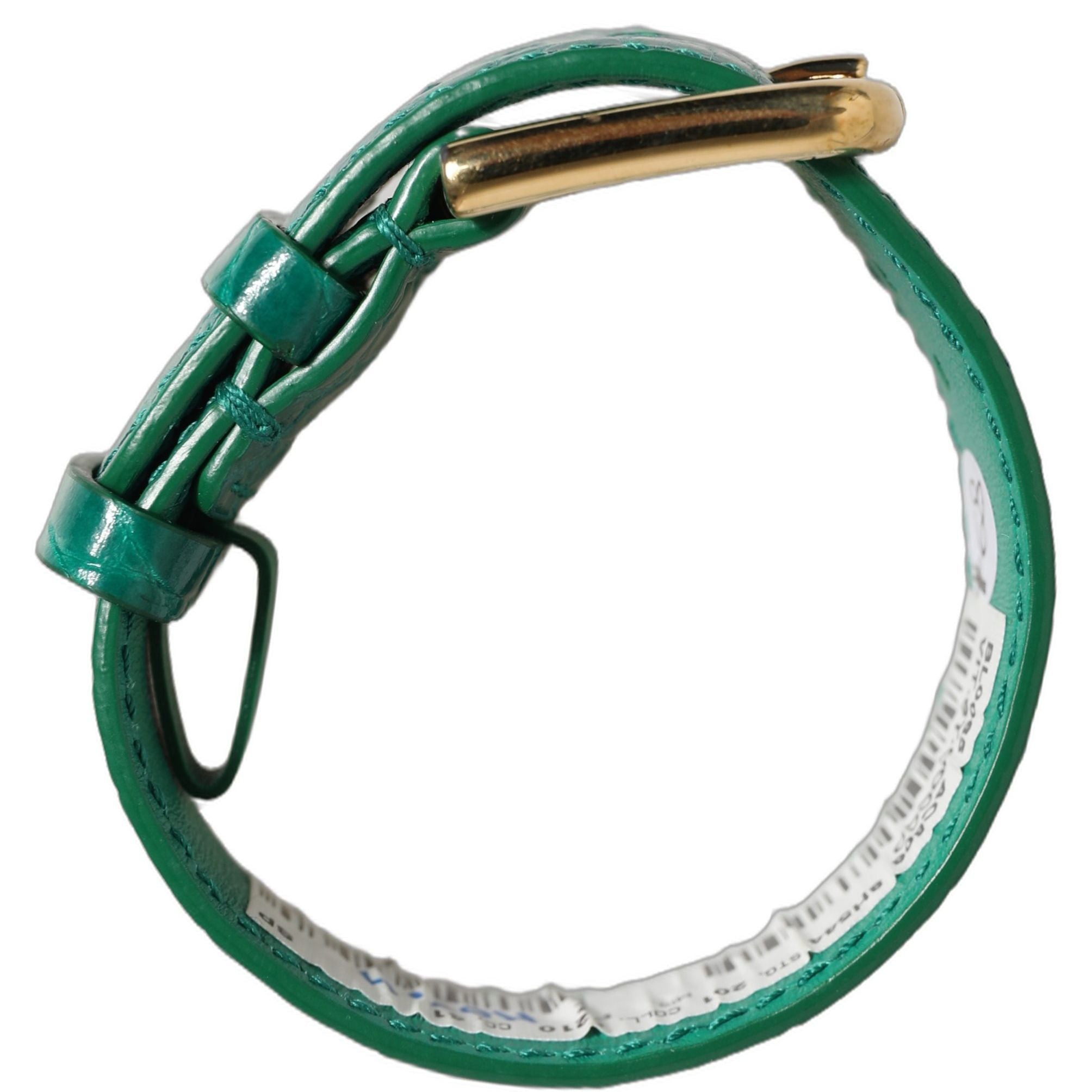 Dolce & Gabbana Green Embossed Leather Gold Buckle Belt Strap Bracelet