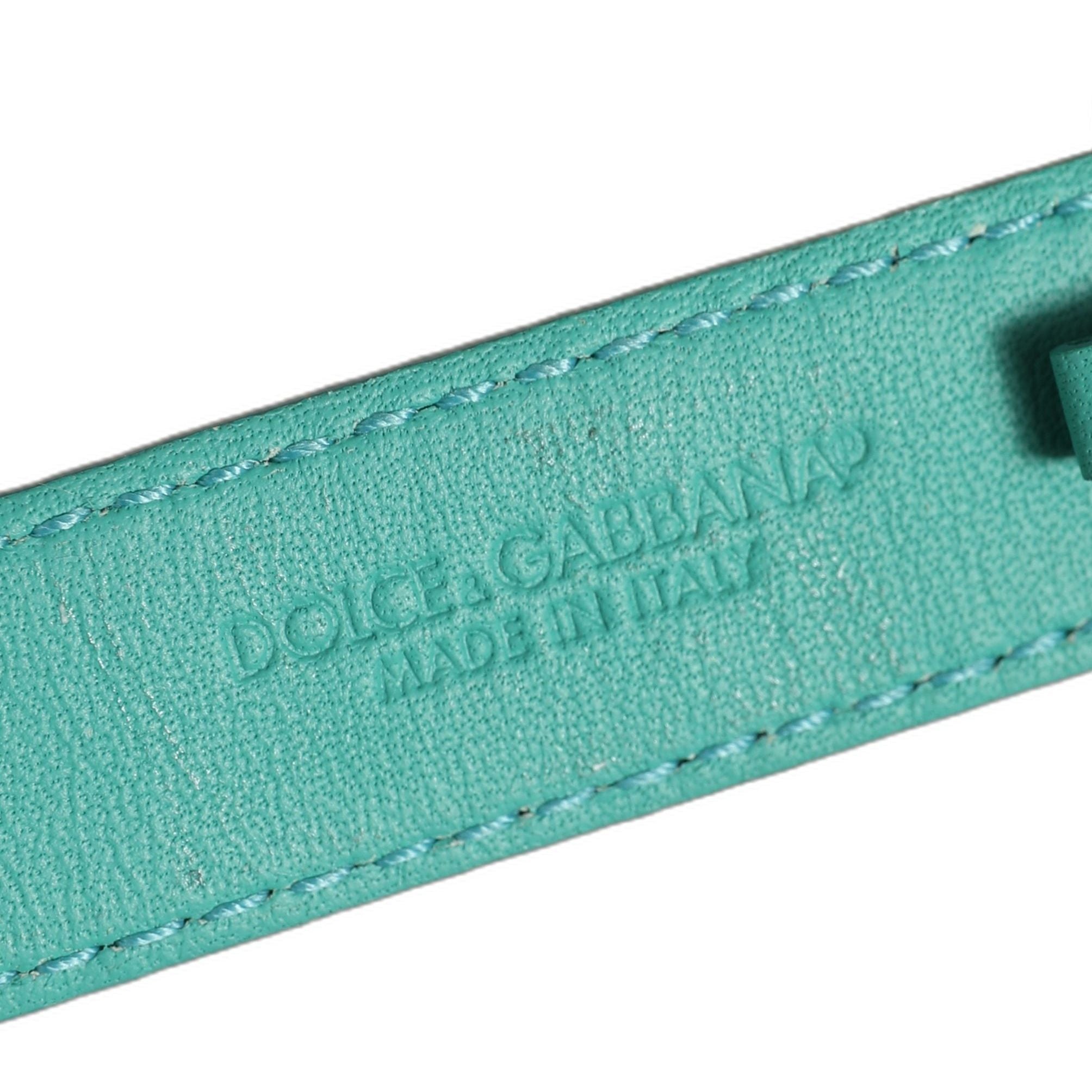 Dolce & Gabbana Blue Embossed Leather Gold Buckle Belt Strap Bracelet