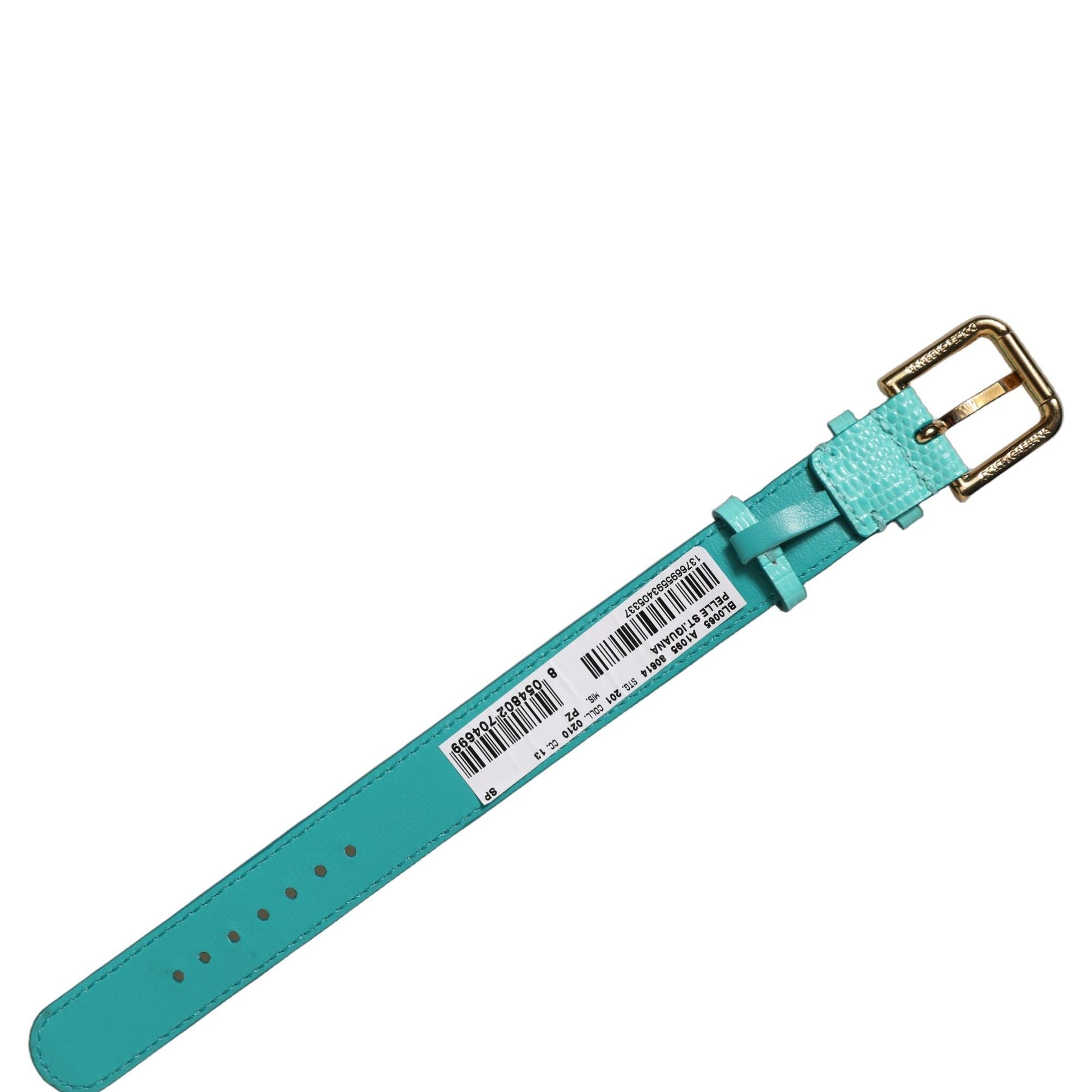 Dolce & Gabbana Blue Textured Leather Gold Buckle Belt Strap Bracelet
