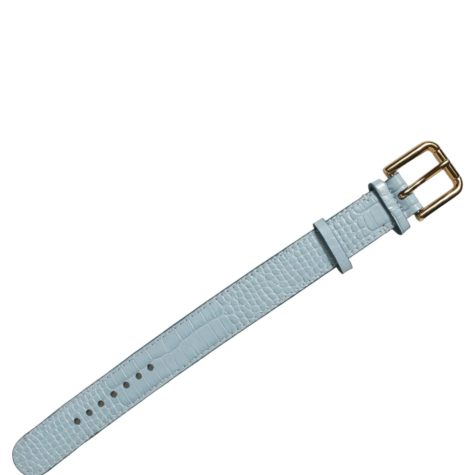 Dolce & Gabbana Blue Embossed Leather Gold Buckle Belt Strap Bracelet