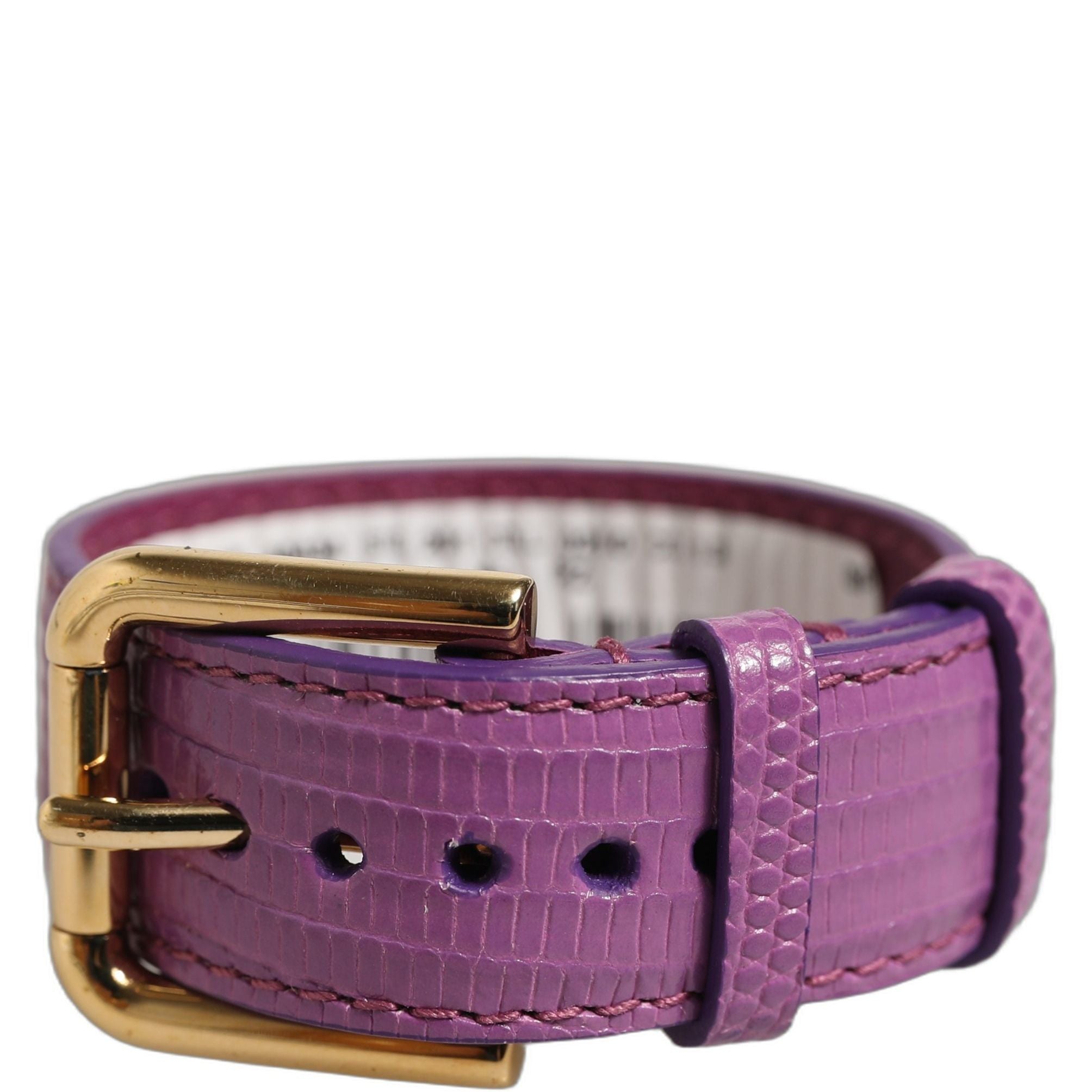 Dolce & Gabbana Purple Textured Leather Gold Buckle Belt Strap Bracelet