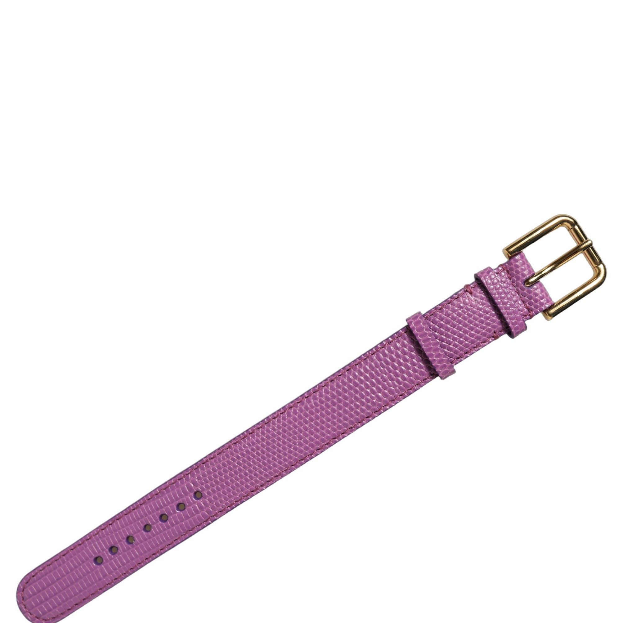 Dolce & Gabbana Purple Textured Leather Gold Buckle Belt Strap Bracelet