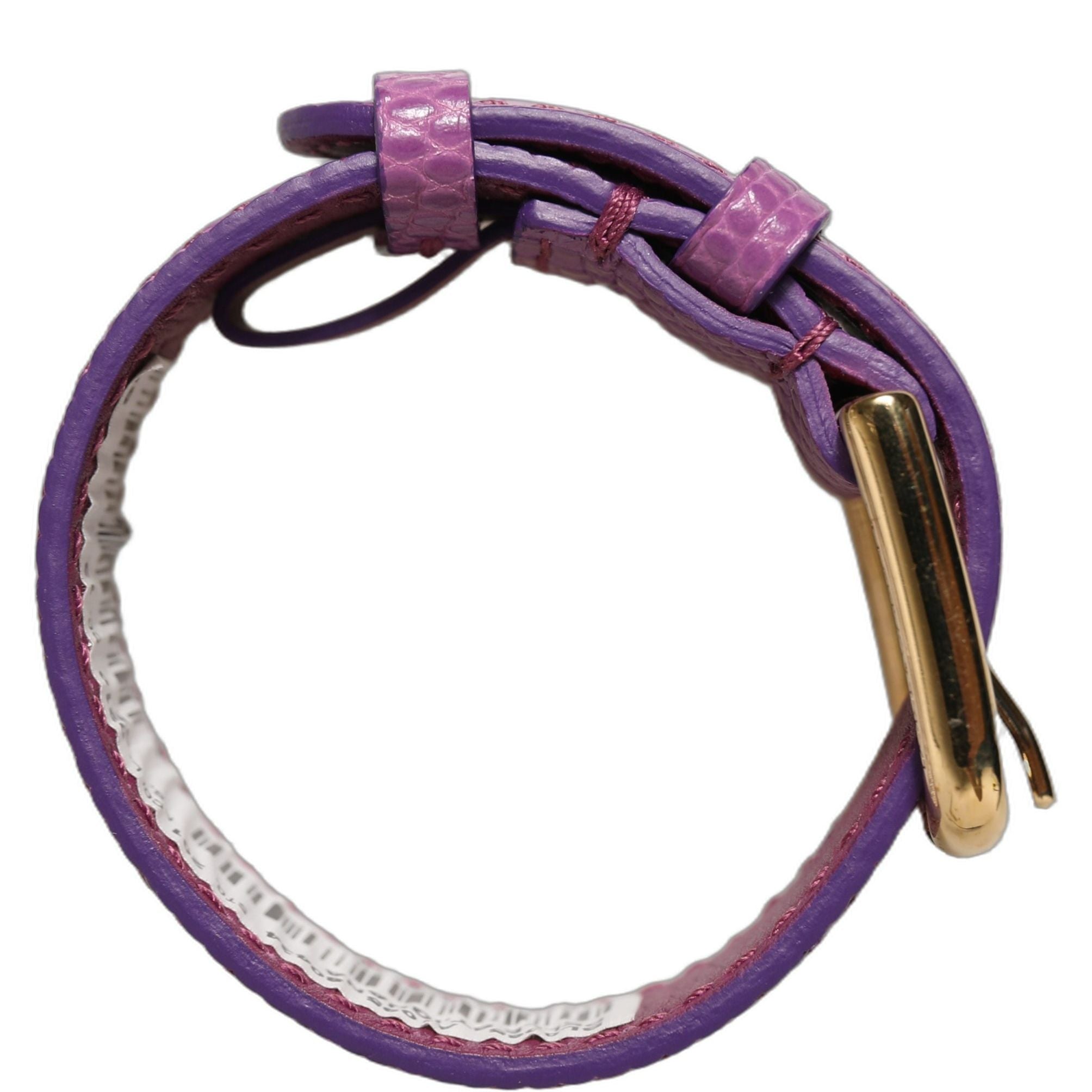 Dolce & Gabbana Purple Textured Leather Gold Buckle Belt Strap Bracelet