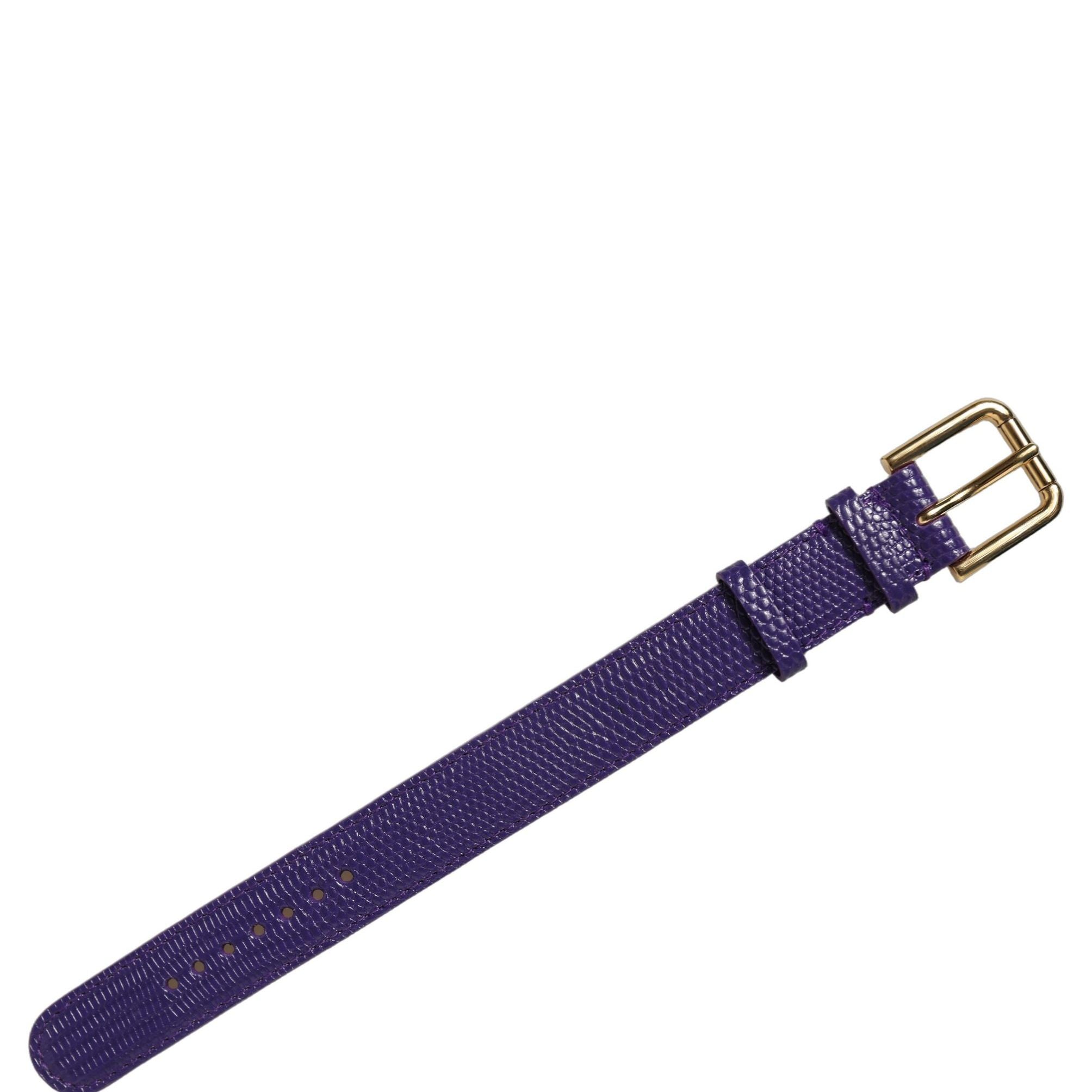 Dolce & Gabbana Violet Textured Leather Gold Buckle Belt Strap Bracelet