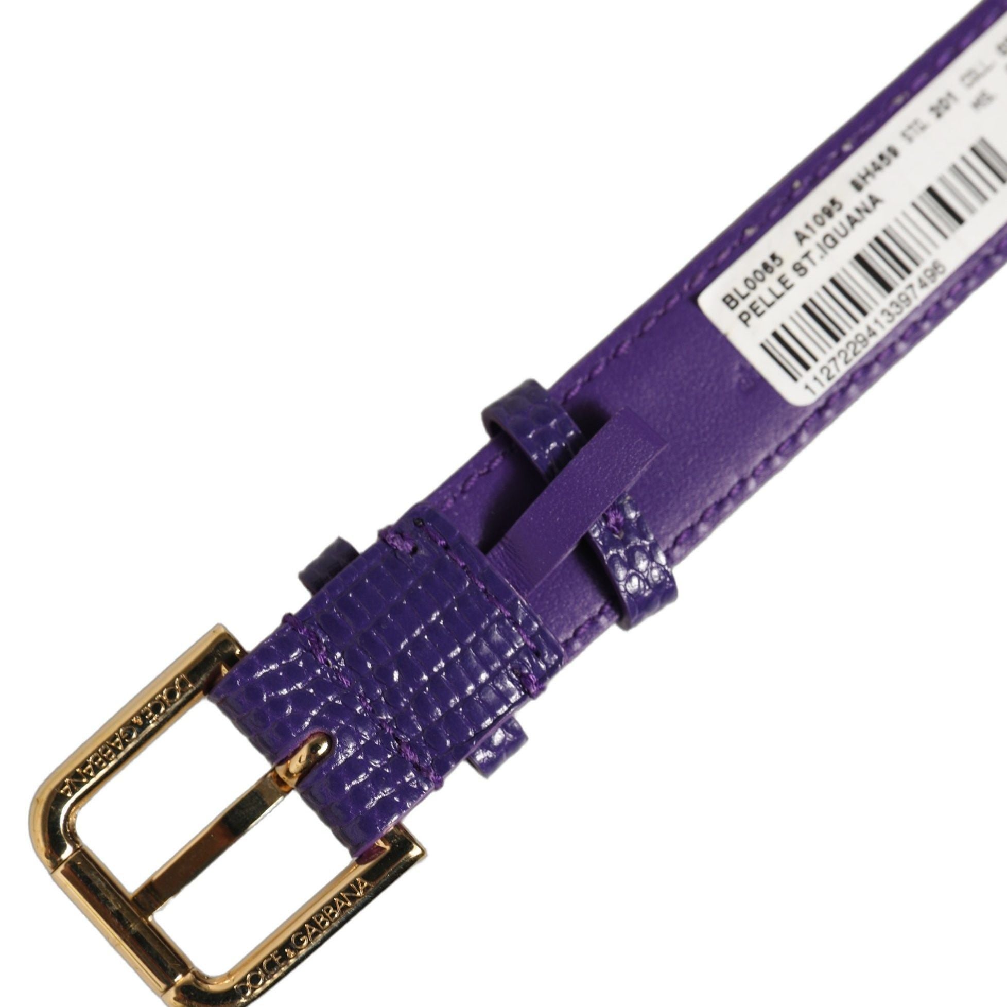 Dolce & Gabbana Violet Textured Leather Gold Buckle Belt Strap Bracelet