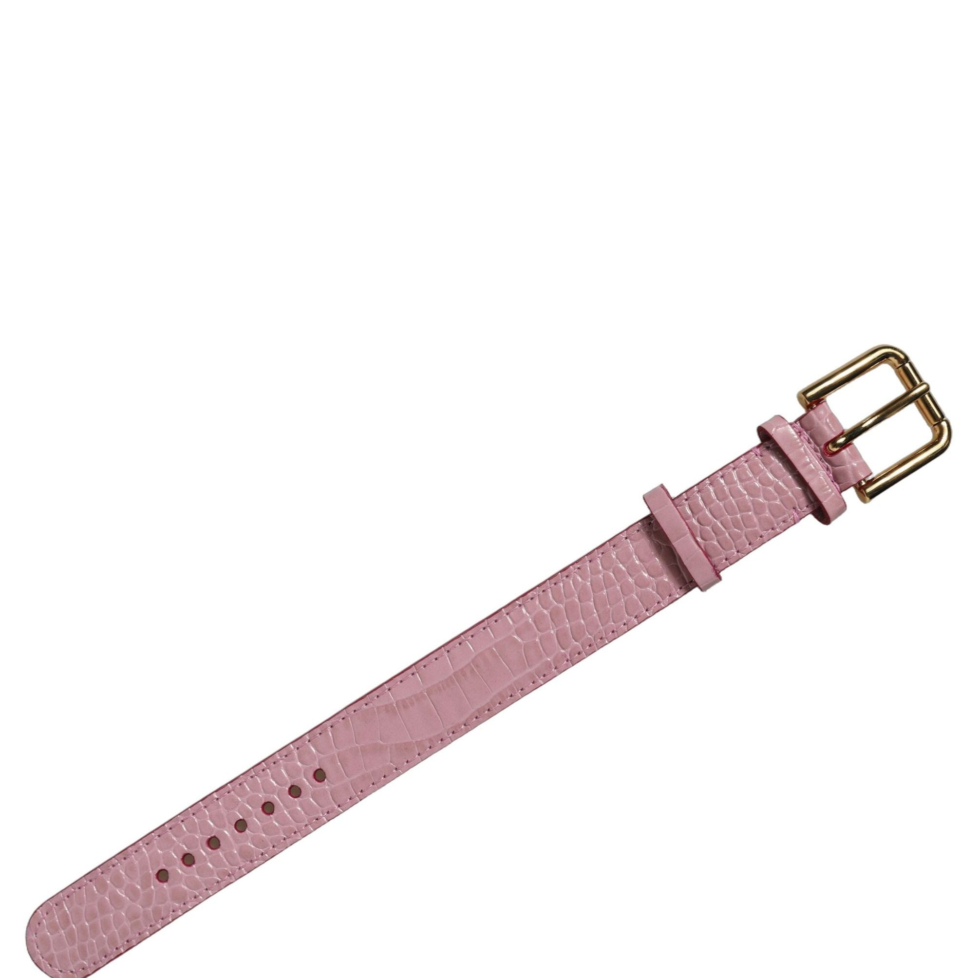 Dolce & Gabbana Pink Embossed Leather Gold Buckle Belt Strap Bracelet