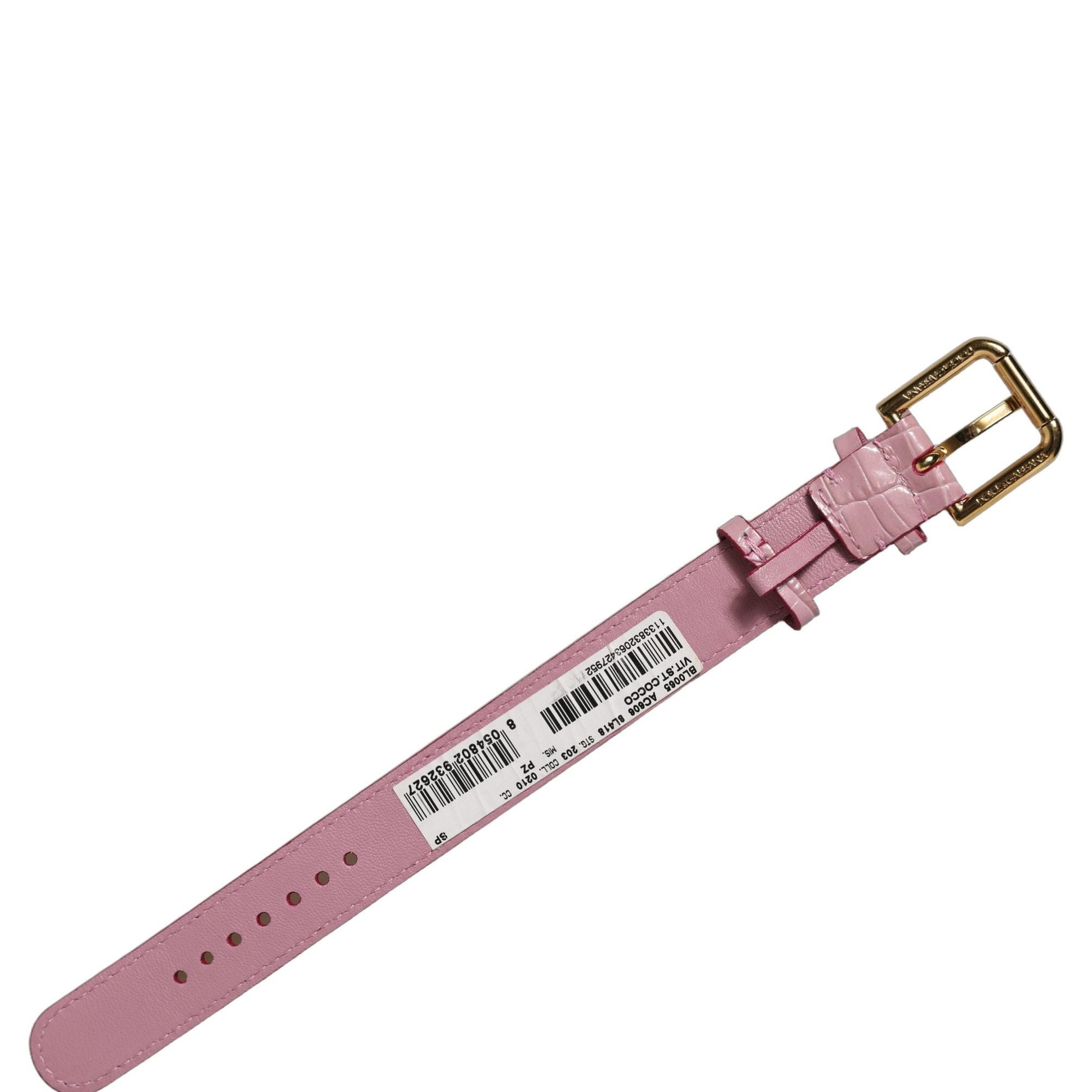 Dolce & Gabbana Pink Embossed Leather Gold Buckle Belt Strap Bracelet