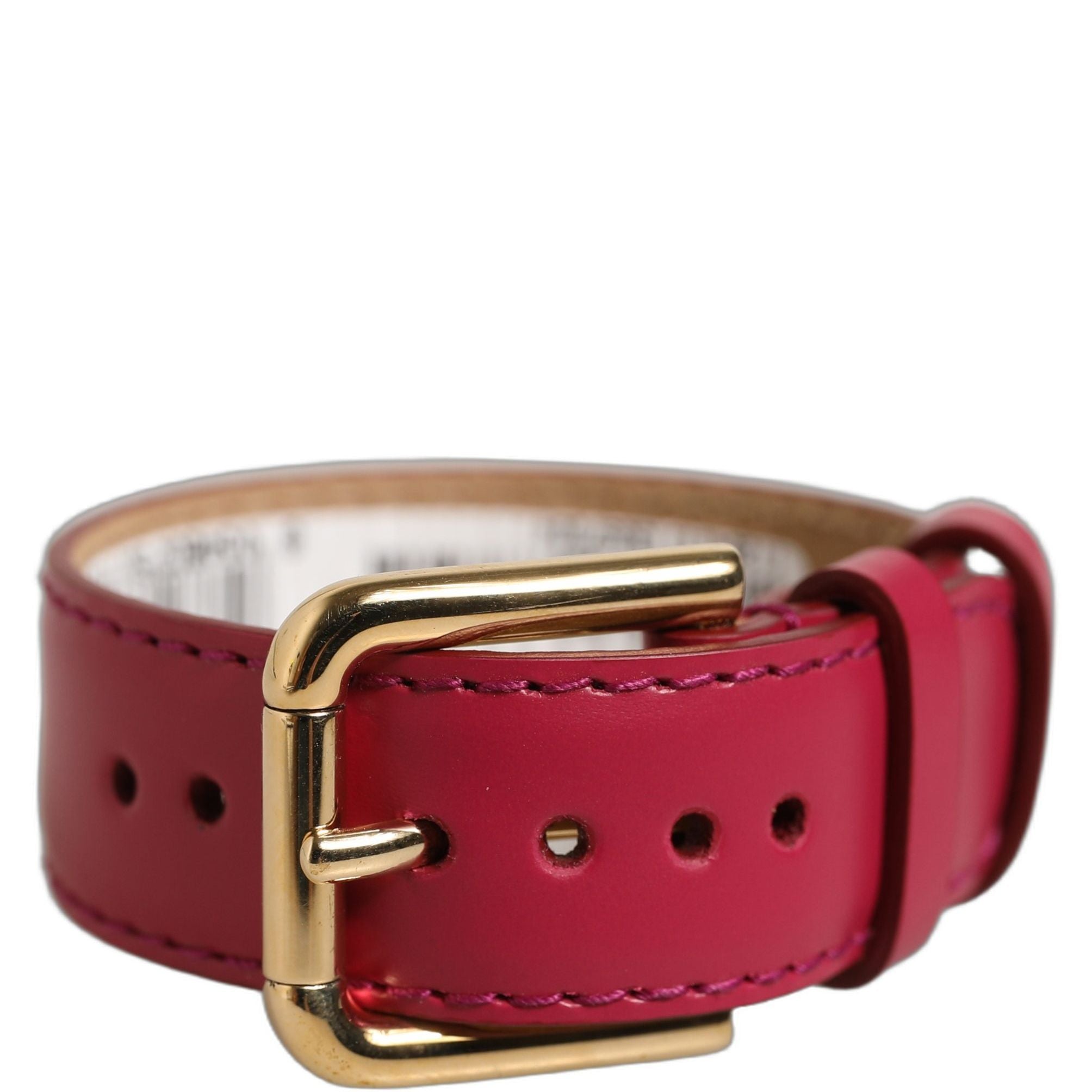 Dolce & Gabbana Red Calfskin Leather Gold Buckle Belt Strap Bracelet