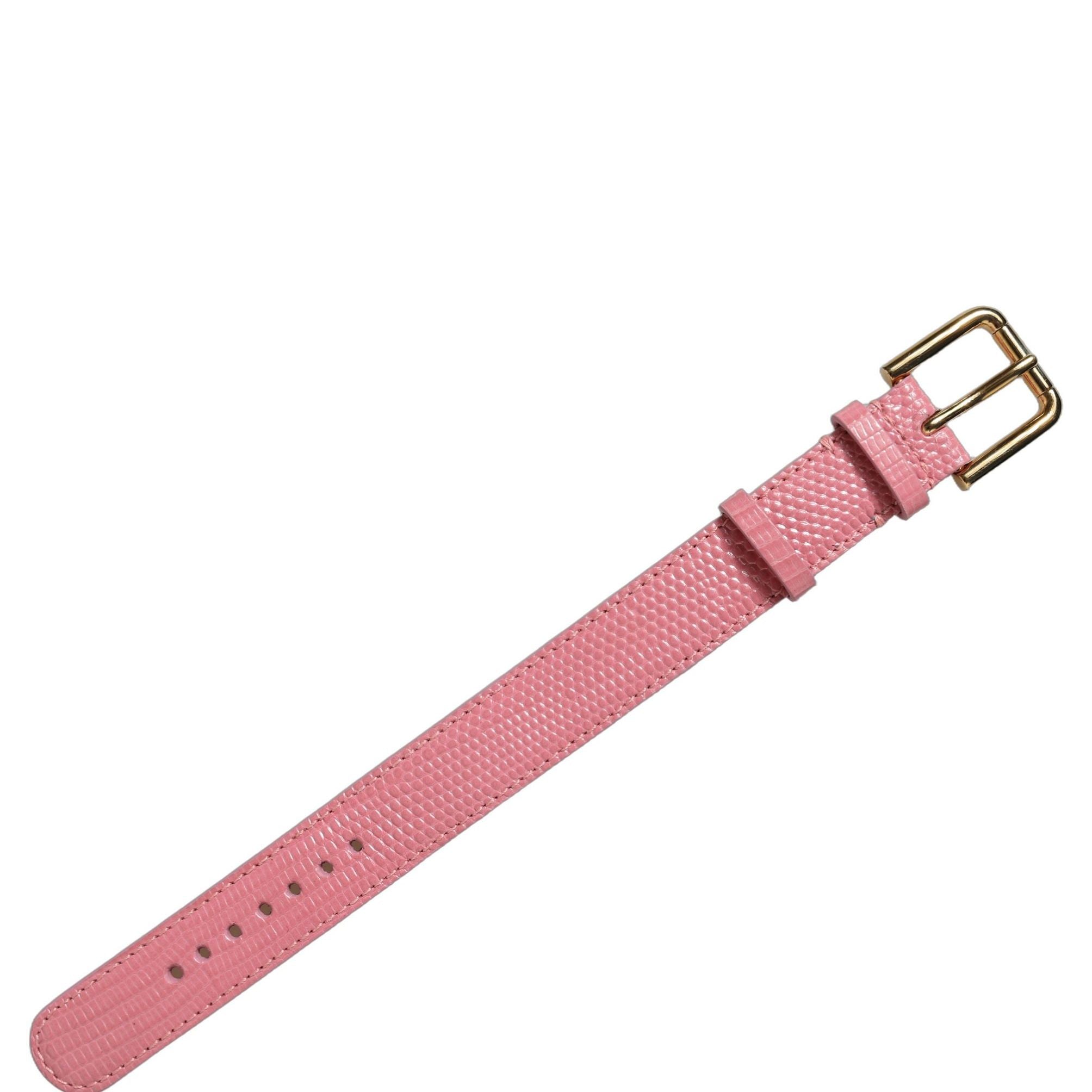 Dolce & Gabbana Pink Textured Leather Gold Buckle Belt Strap Bracelet