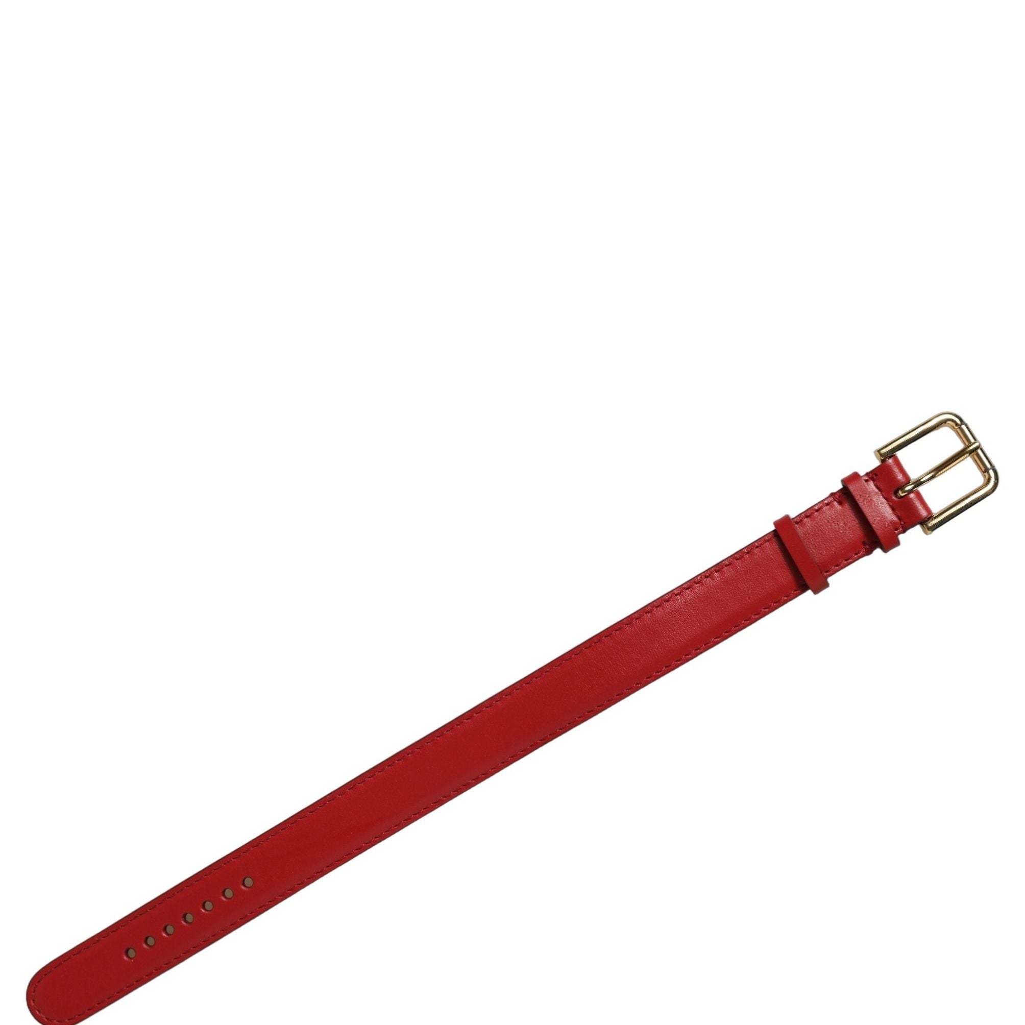 Dolce & Gabbana Red Calfskin Leather Gold Buckle Belt Strap Bracelet