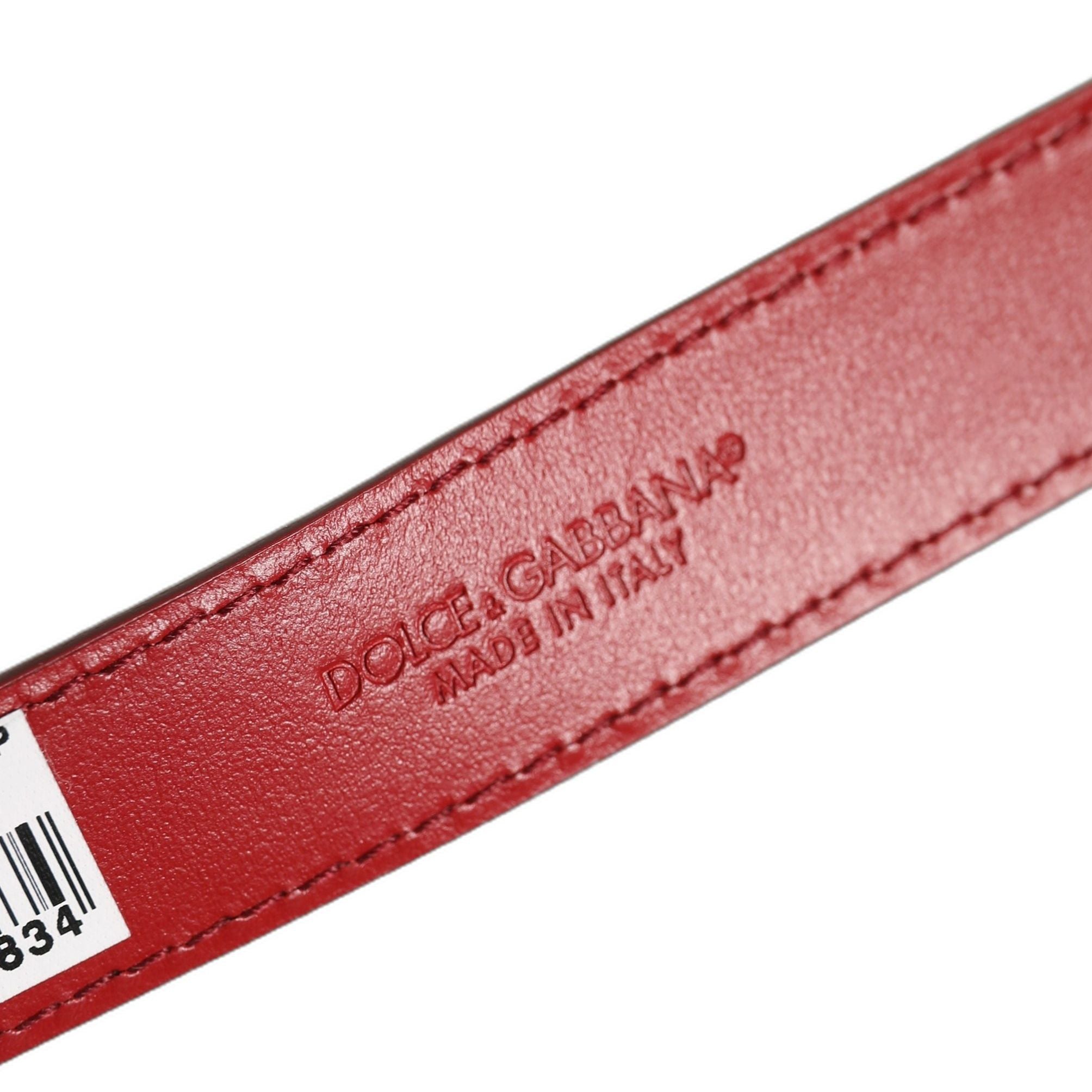 Dolce & Gabbana Red Calfskin Leather Gold Buckle Belt Strap Bracelet