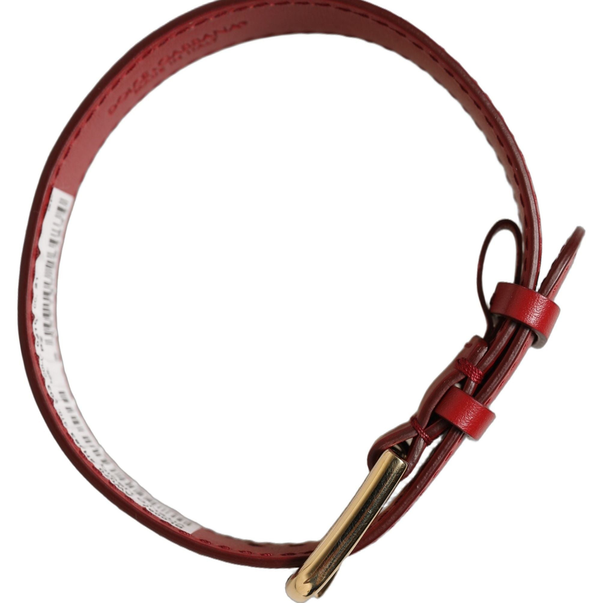 Dolce & Gabbana Red Calfskin Leather Gold Buckle Belt Strap Bracelet