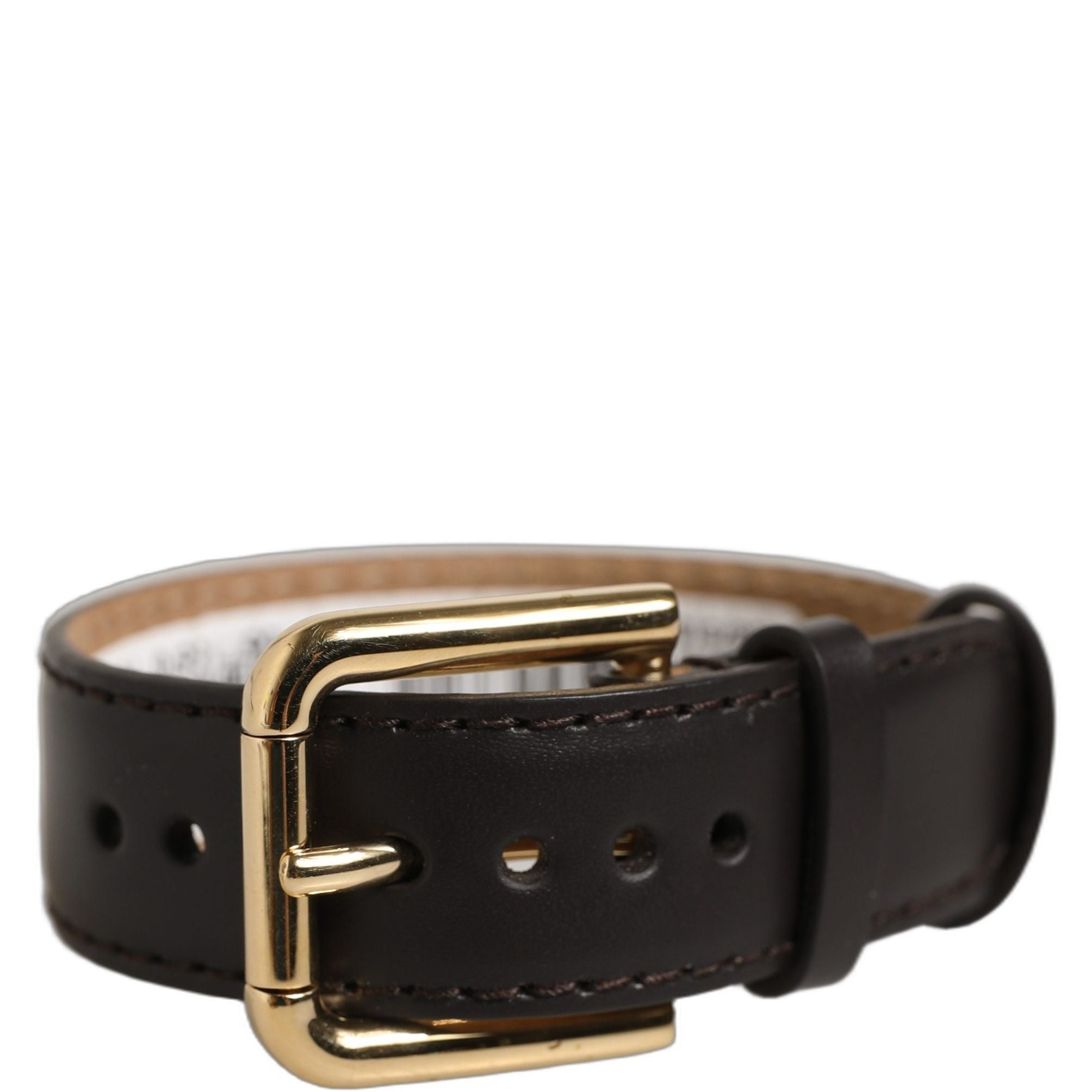 Dolce & Gabbana Black Calfskin Leather Gold Buckle Belt Strap Bracelet