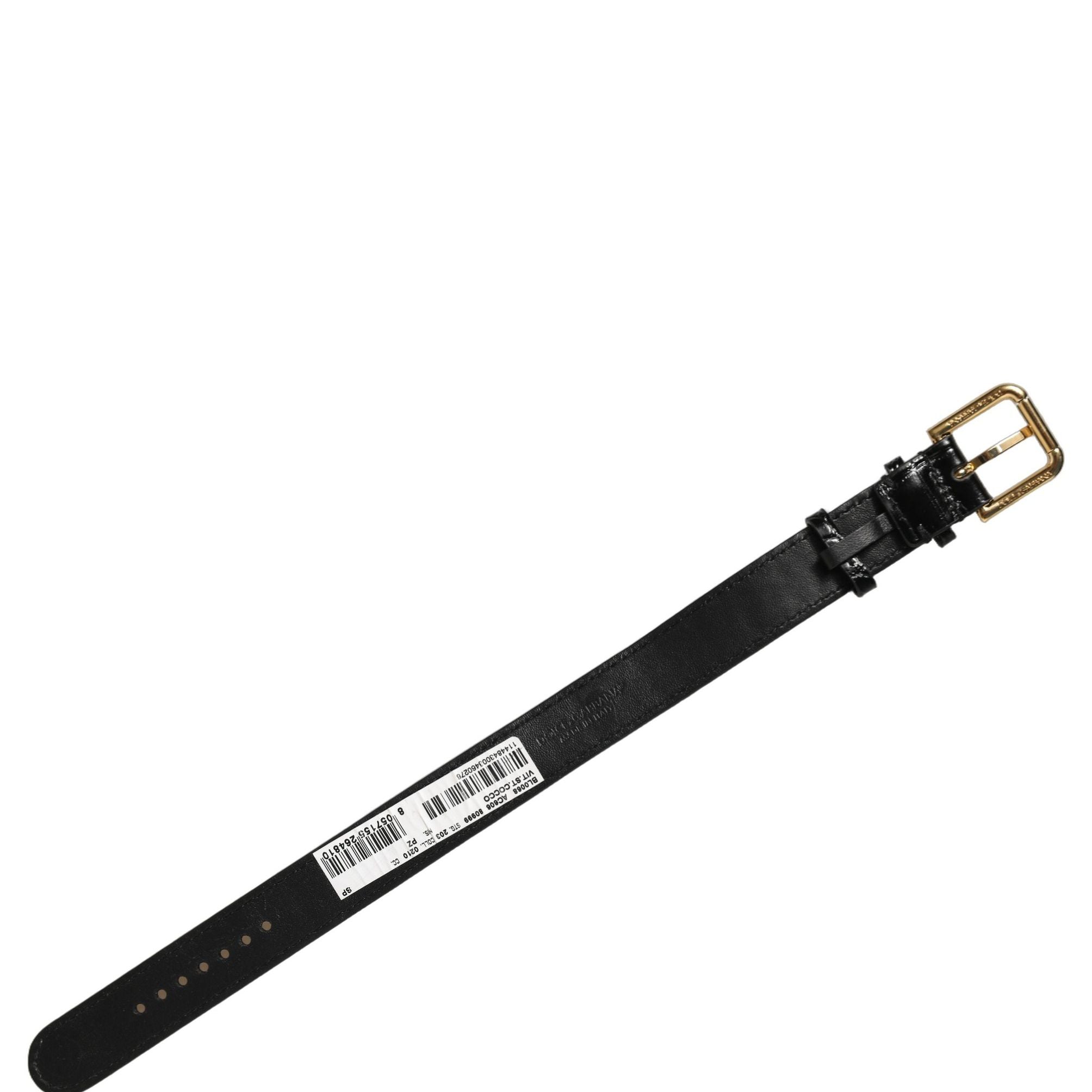 Dolce & Gabbana Black Textured Leather Gold Buckle Belt Strap Bracelet