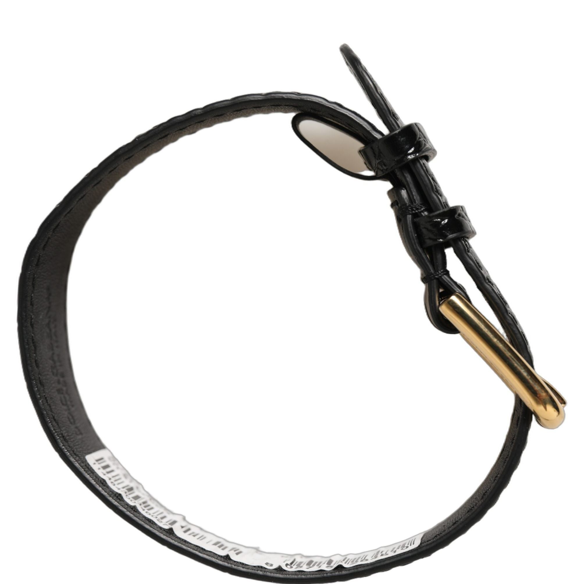 Dolce & Gabbana Black Textured Leather Gold Buckle Belt Strap Bracelet