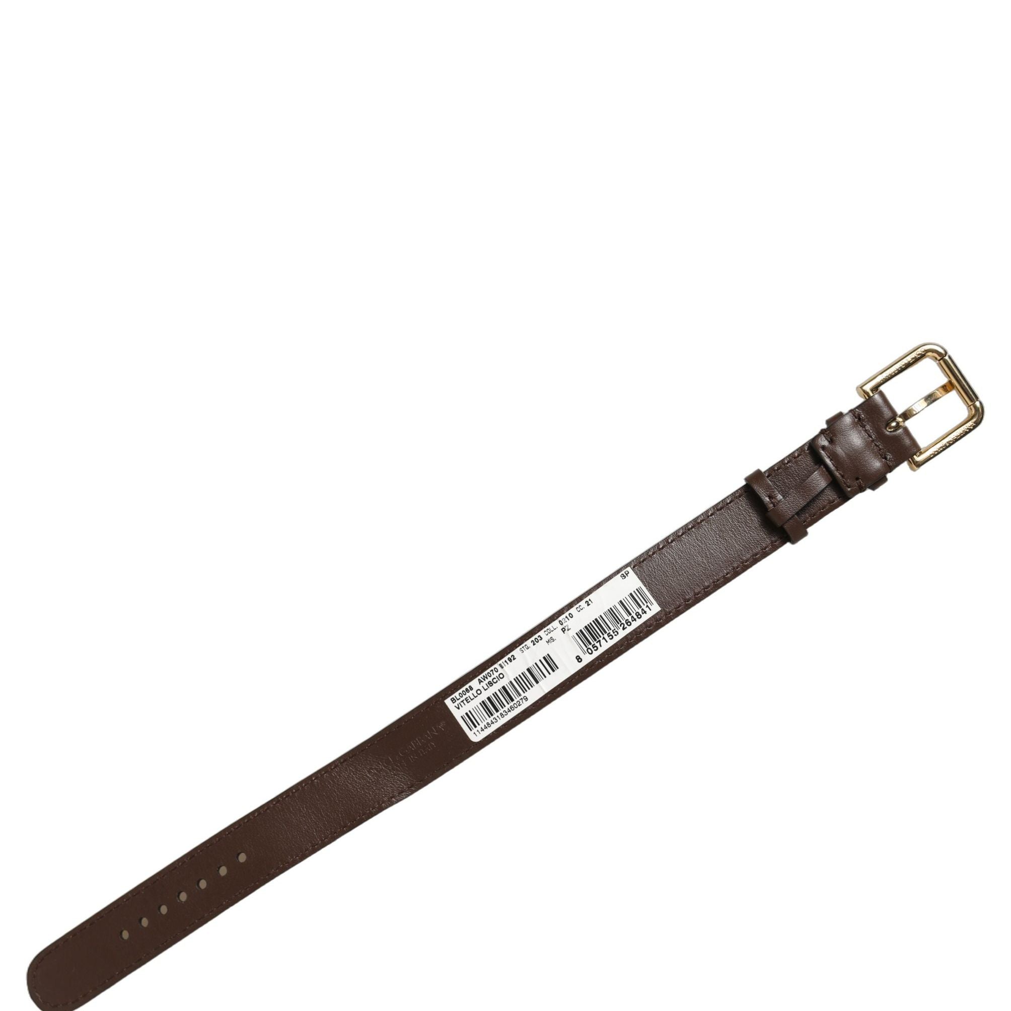 Dolce & Gabbana Brown Calfskin Leather Gold Buckle Belt Strap Bracelet