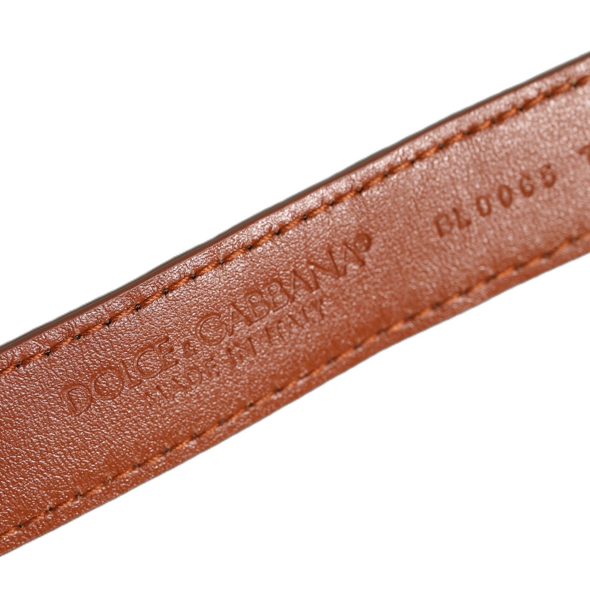 Dolce & Gabbana Brown Textured Leather Gold Buckle Belt Strap Bracelet