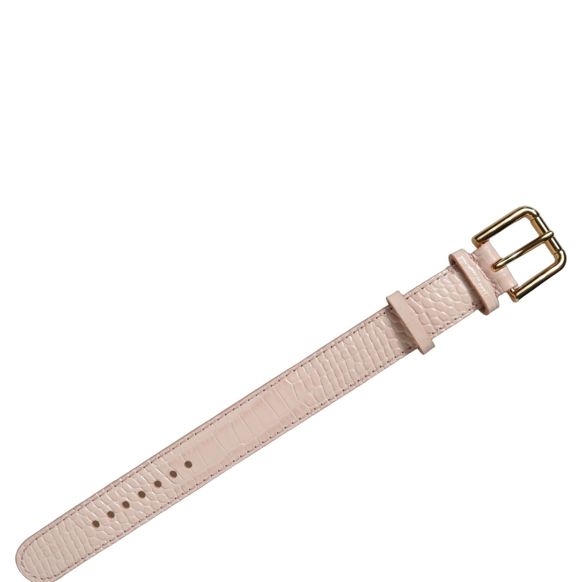 Dolce & Gabbana Pink Embossed Leather Gold Buckle Belt Strap Bracelet