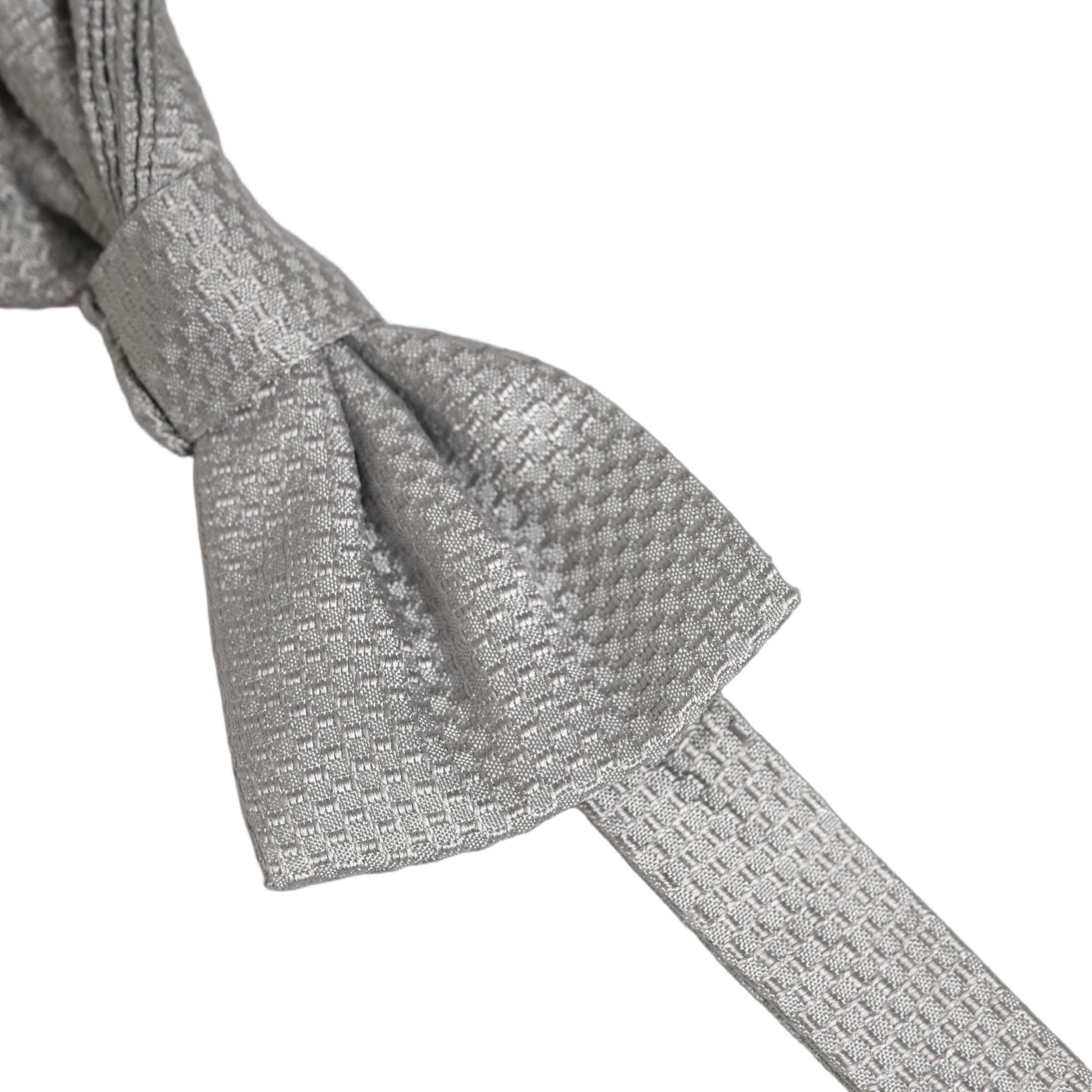 Dolce & Gabbana Men Gray 100% Silk Adjustable Neck Papillon Bow Tie