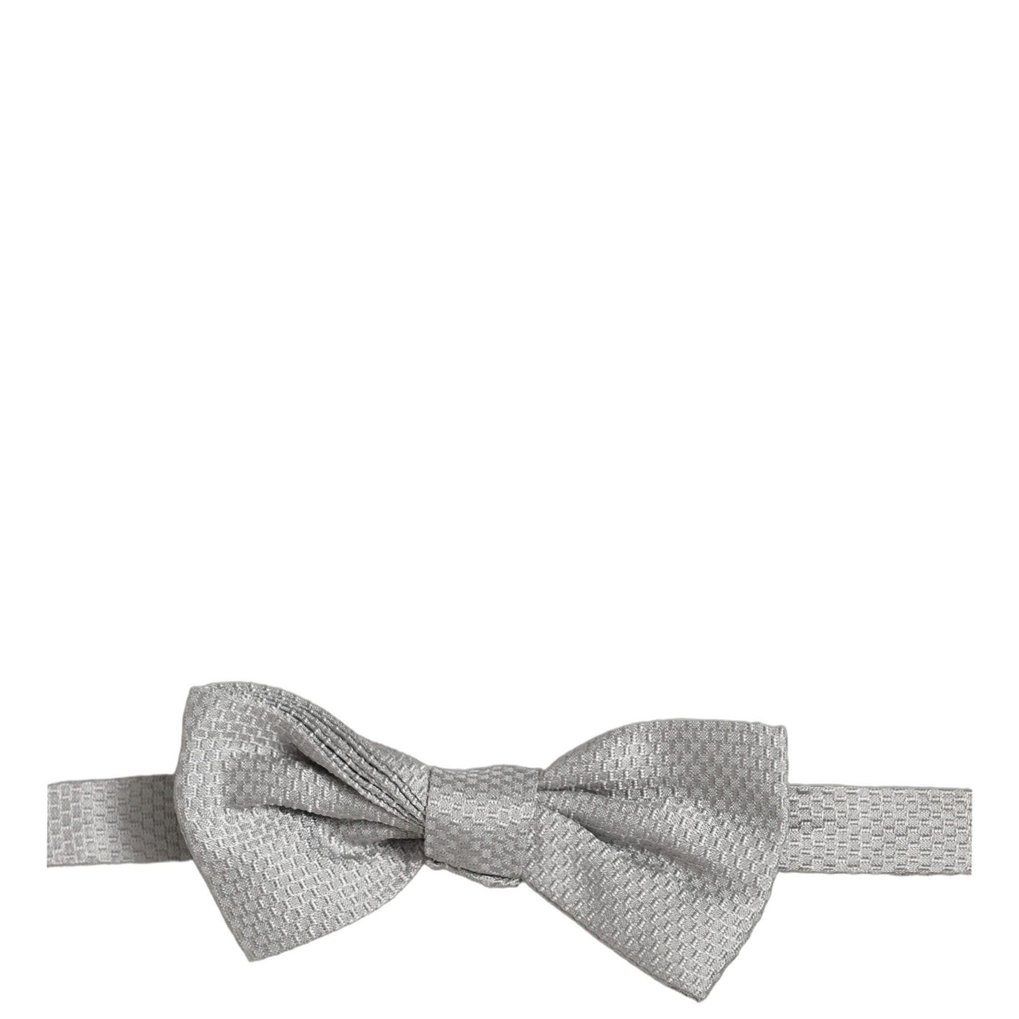 Dolce & Gabbana Men Gray 100% Silk Adjustable Neck Papillon Bow Tie